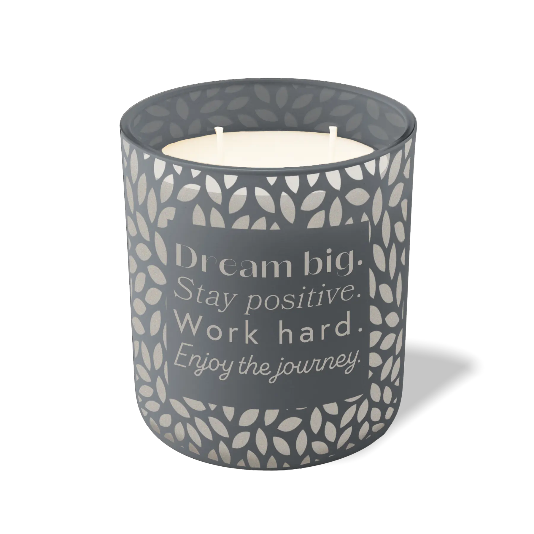 Wild Journey Custom Etched Dream Big Stay Positive Work Hard Enjoy the Journey 12 oz Studio Series Candle in Graphite