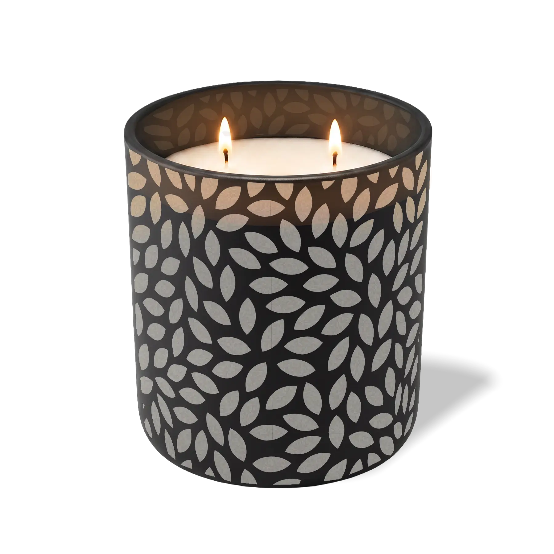 Custom Etched Leafy - 12 oz Candle Black