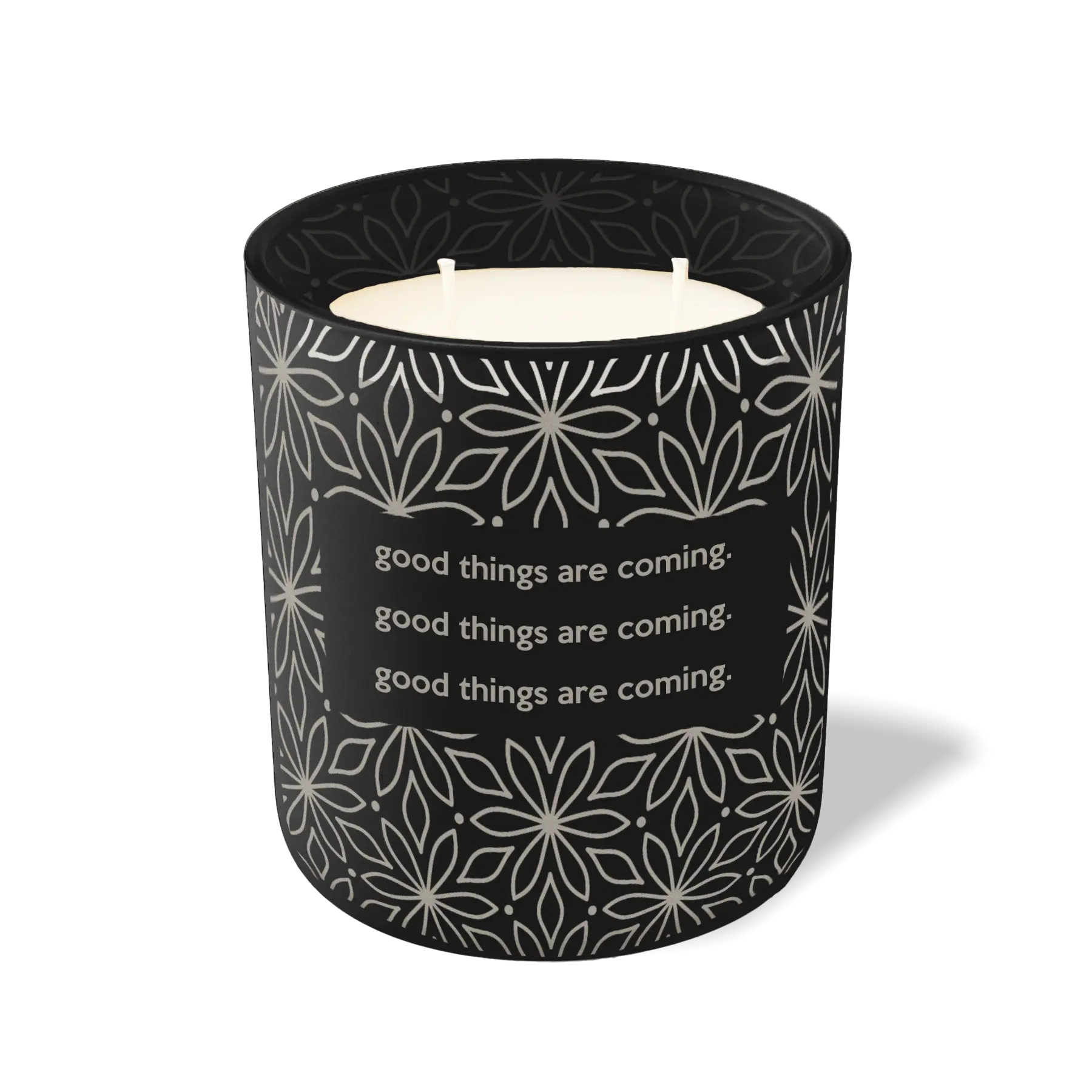 Custom Etched Good Things Are Coming 12 oz Studio Series Candle - Black