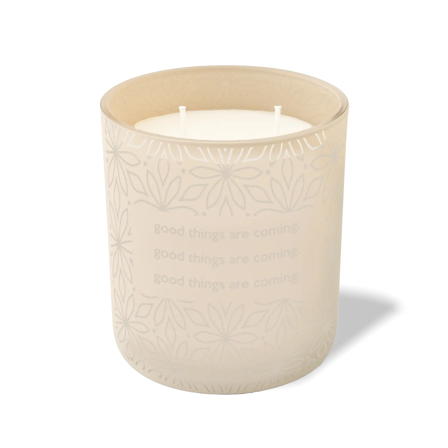 Custom Etched Good Things Are Coming 12 oz Studio Series Candle - Sand