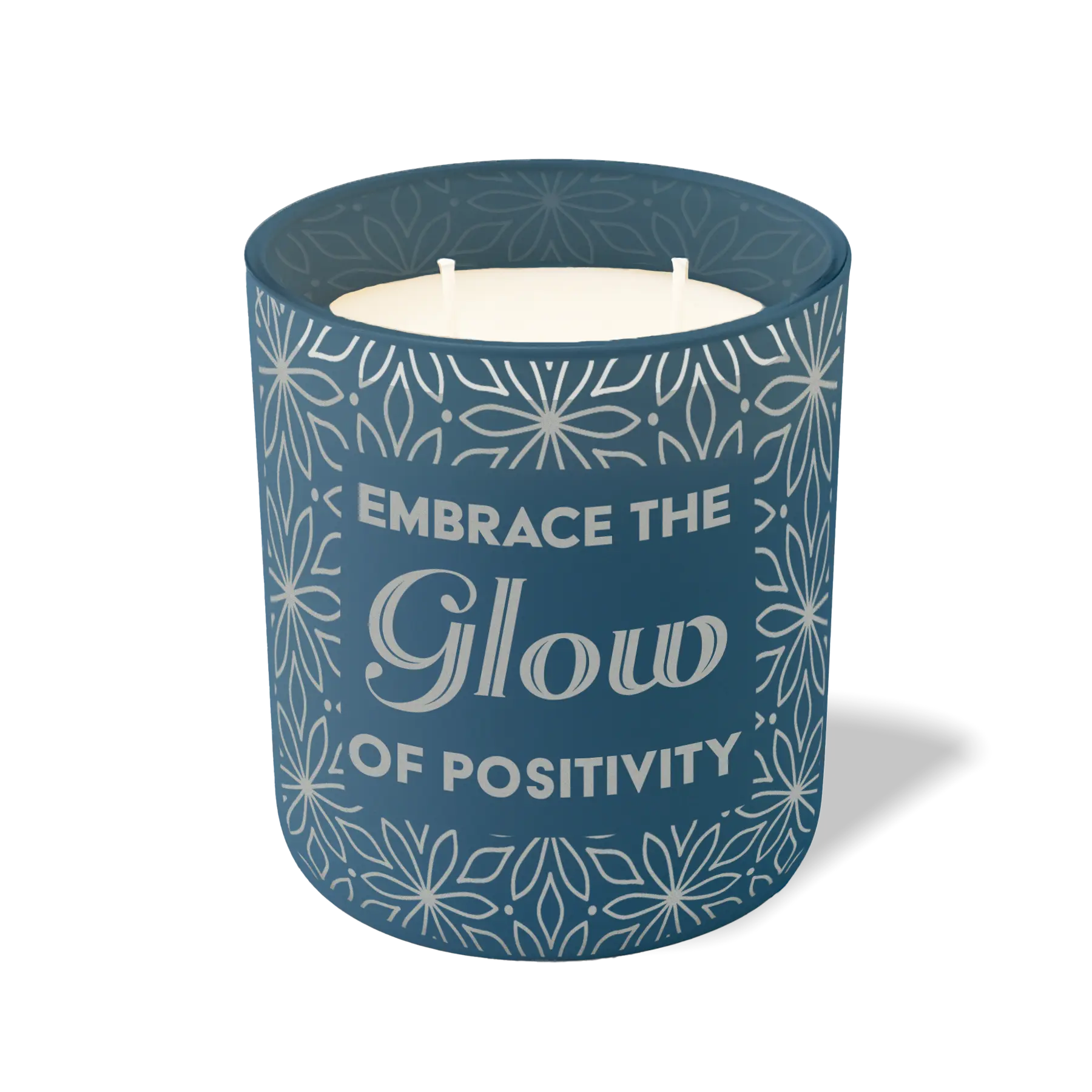 Wild Journey Custom Etched Embrace the Glow of Positivity 12 oz Studio Series Candle in Cobalt
