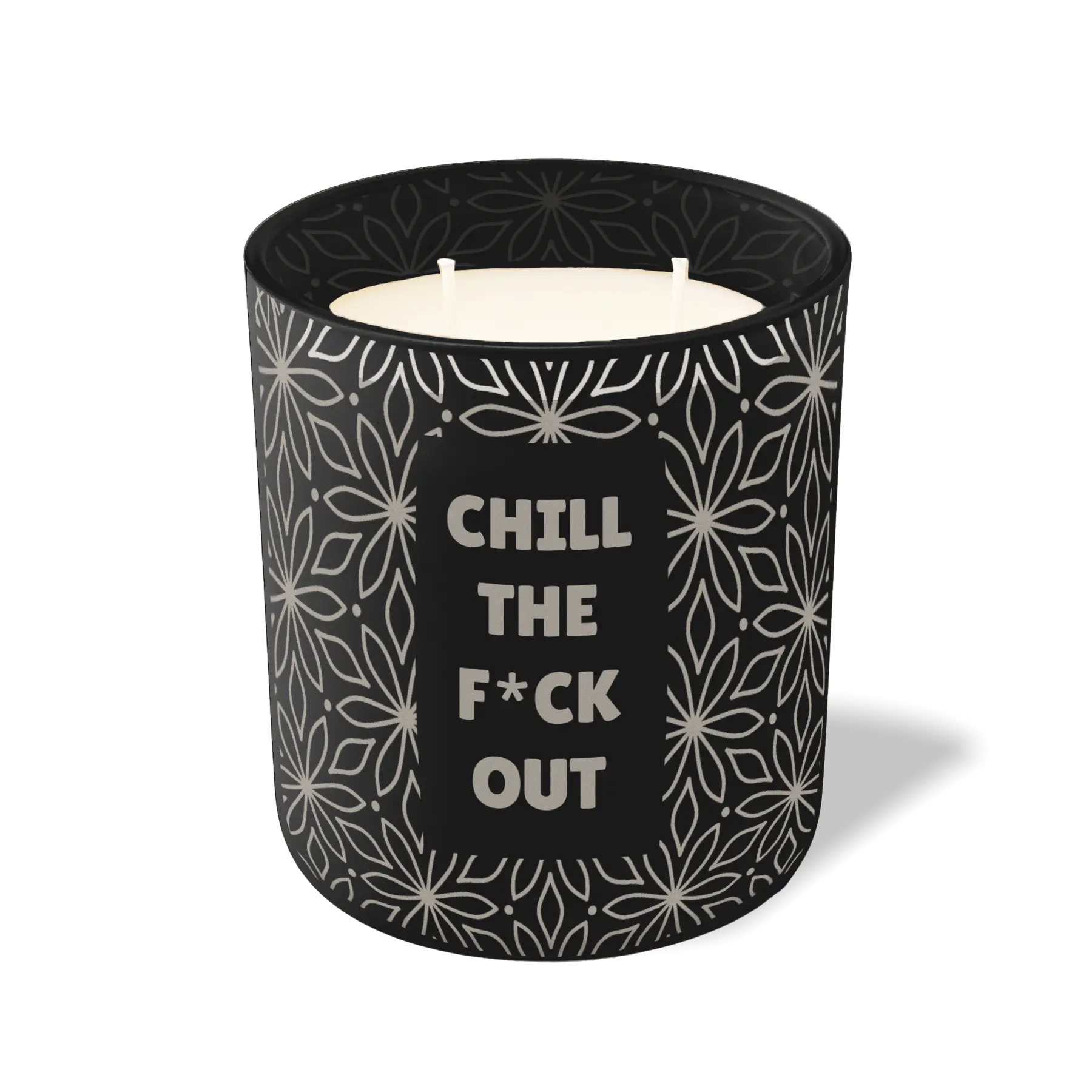 Custom Etched Chill The F*ck Out 12 oz Studio Series Candle - Black