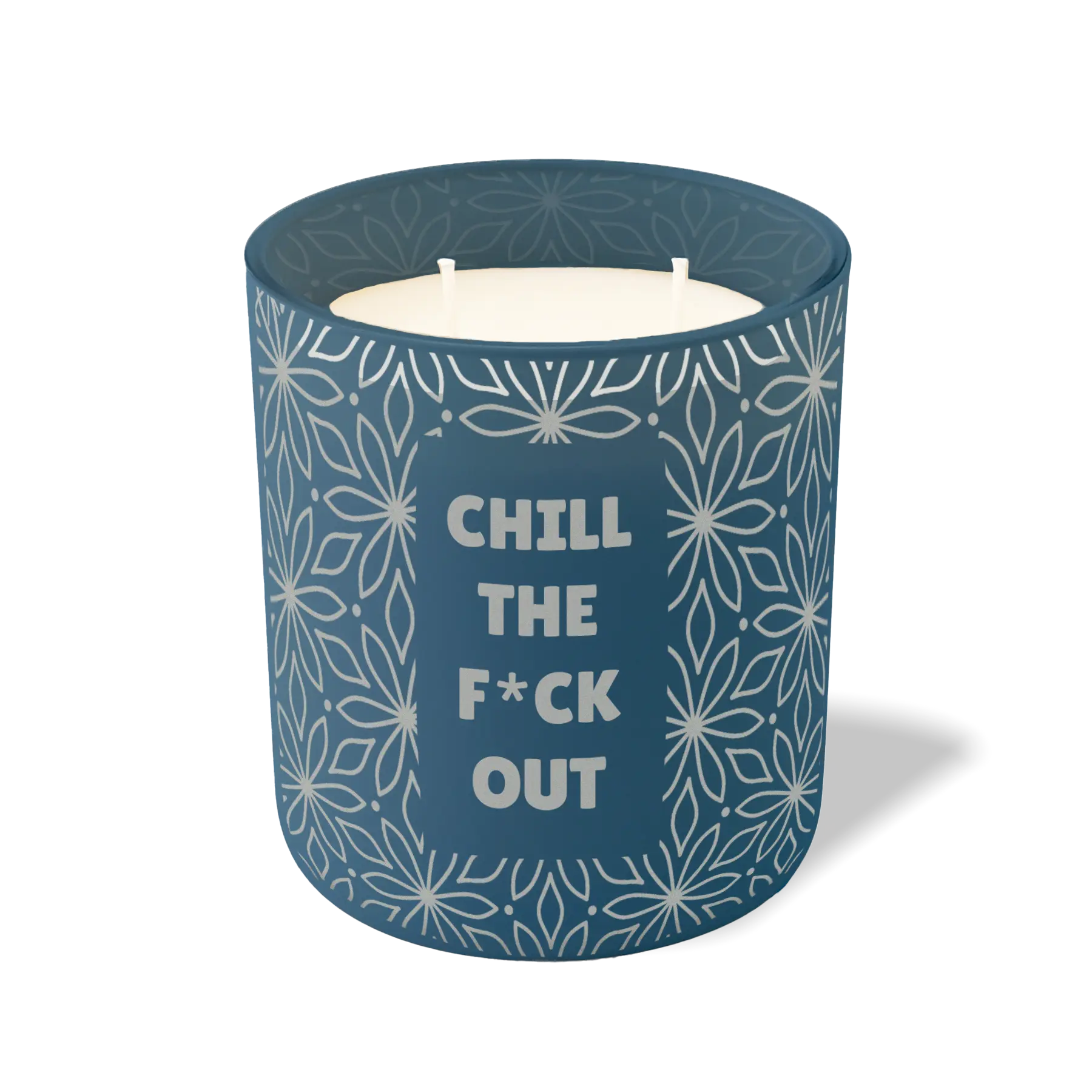 Wild Journey Custom Etched Chill The F*ck Out 12 oz Studio Series Candle in Cobalt