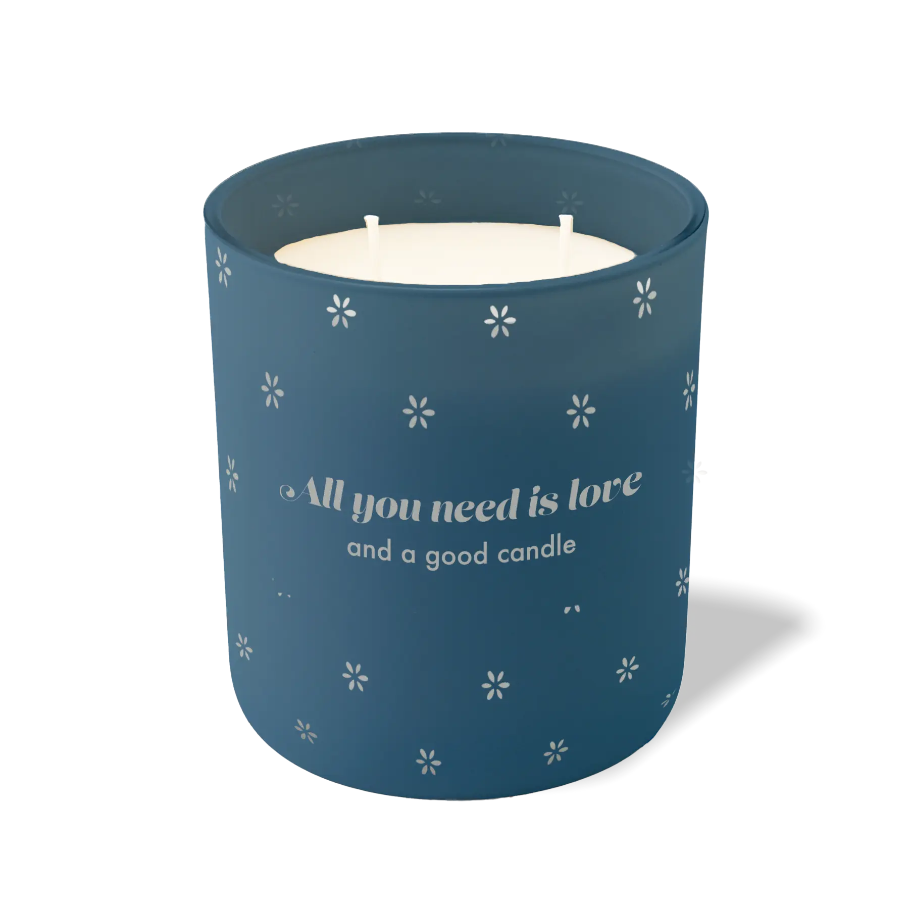 Wild Journey Custom Etched All You Need is Love and a Good Candle 12 oz Studio Series Candle in Cobalt