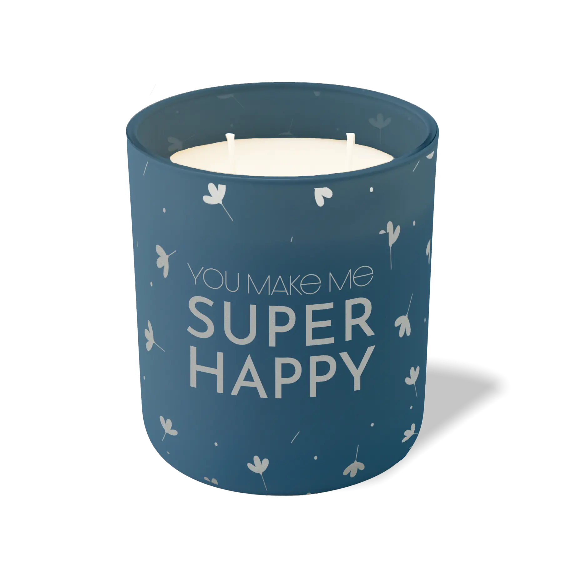 Wild Journey Custom Etched You Make Me Super Happy 12 oz Studio Series Candle in Cobalt