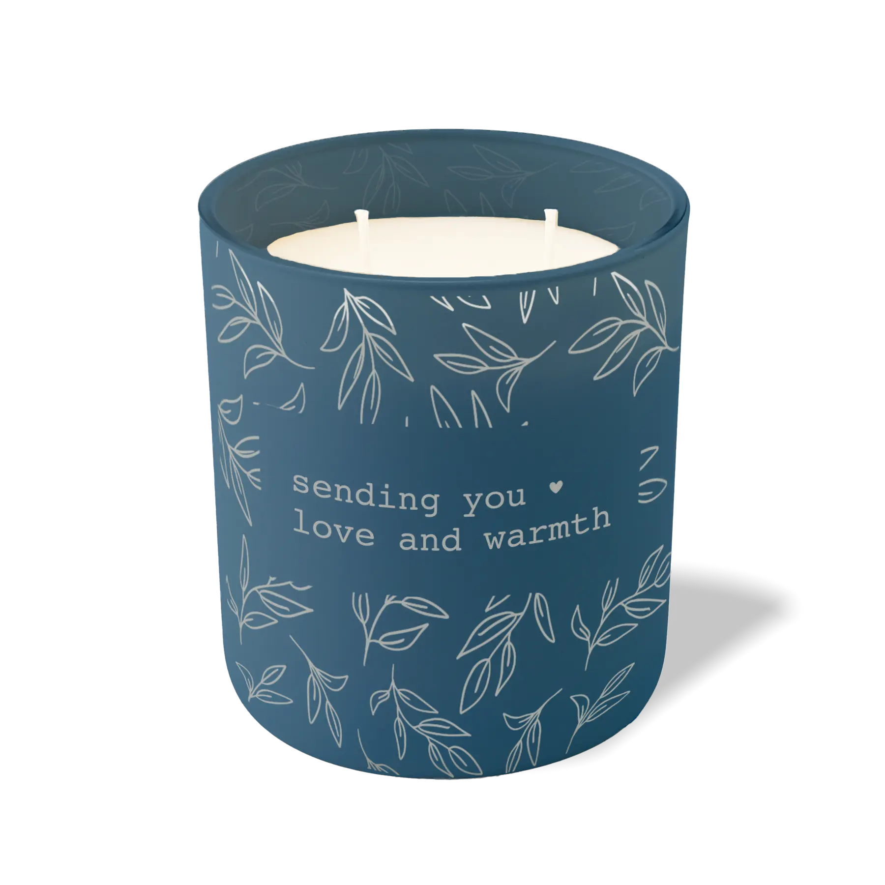 Wild Journey Custom Etched Sending You Love and Warmth 12 oz Studio Series Candle in Cobalt