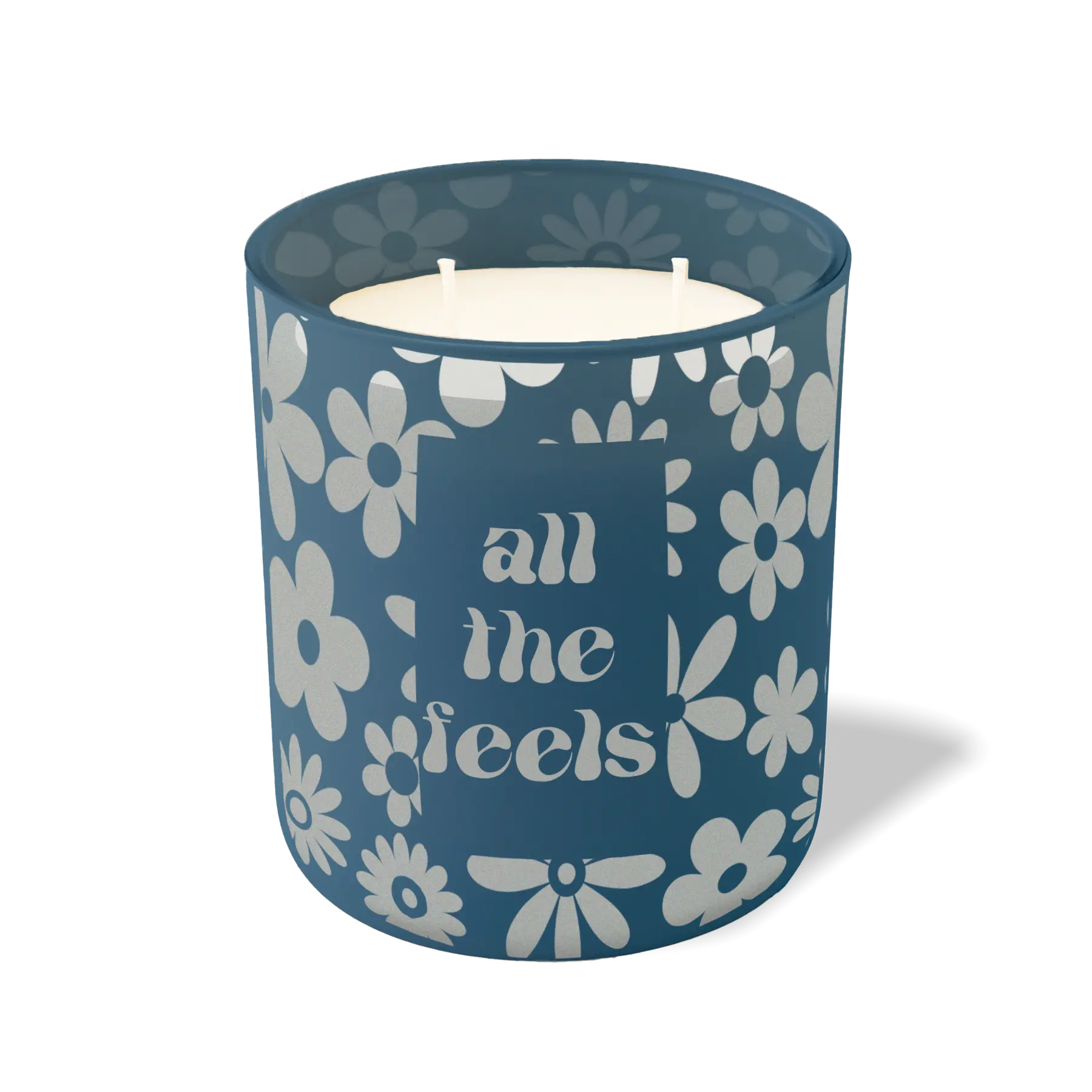 Wild Journey Custom Etched All The Feels 12 oz Studio Series Candle in Cobalt