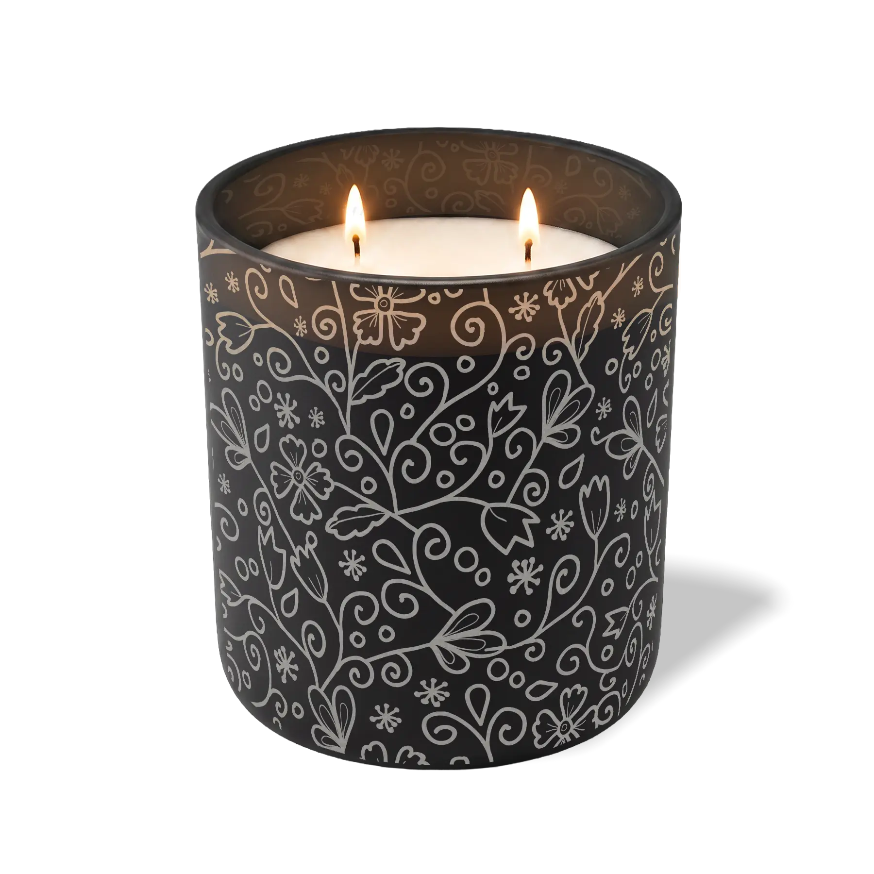 Custom Etched Paisley - 12 oz Candle Black
