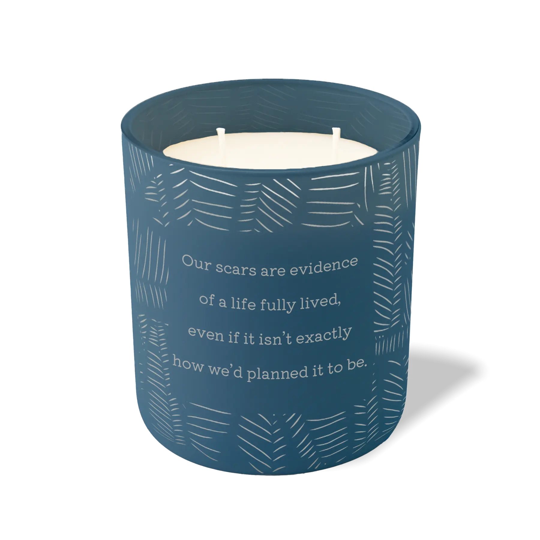 Wild Journey Custom Etched Our Scars are Evidence 12 oz Studio Series Candle in Cobalt