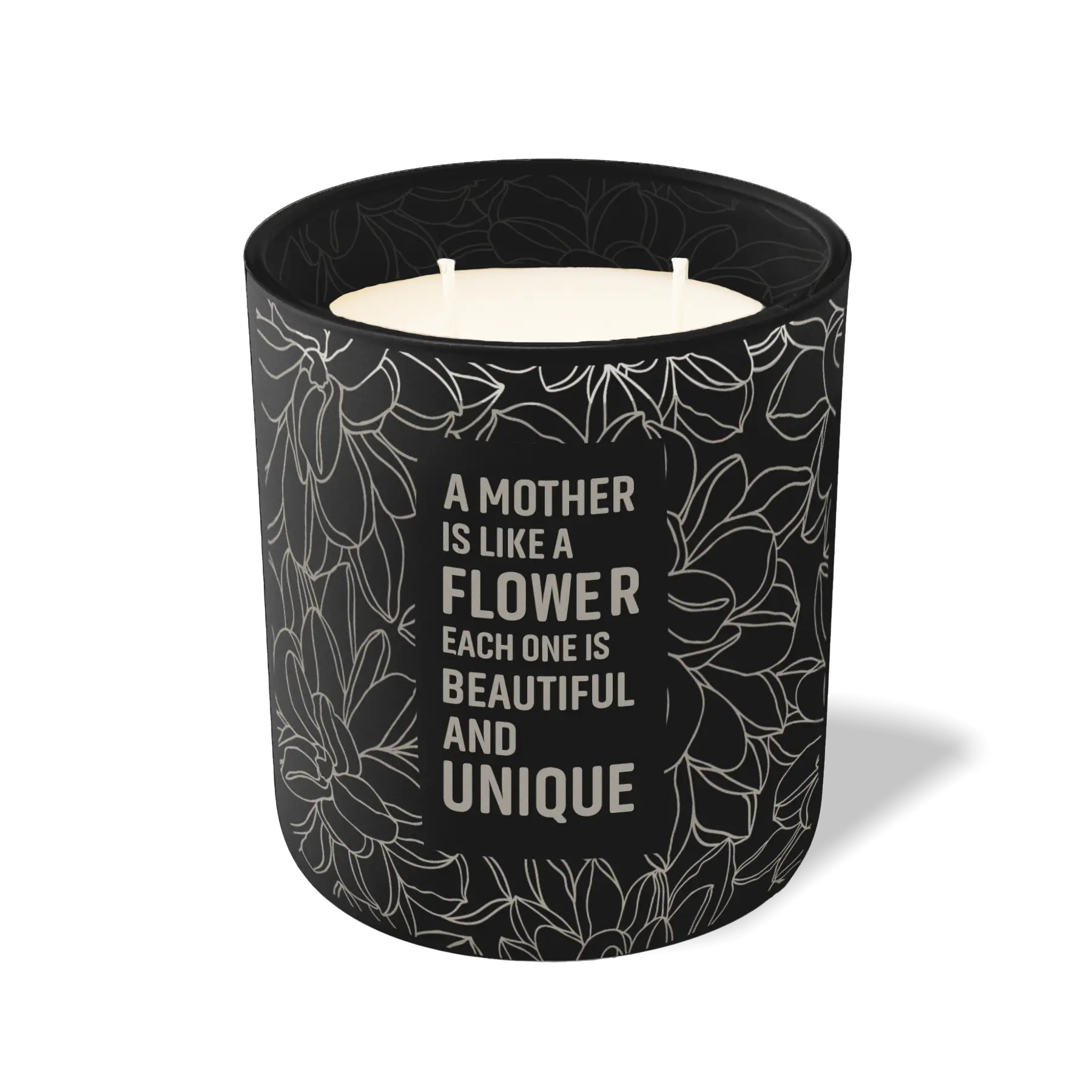 Custom Etched A Mother is Like a Flower 12 oz Studio Series Candle - Black