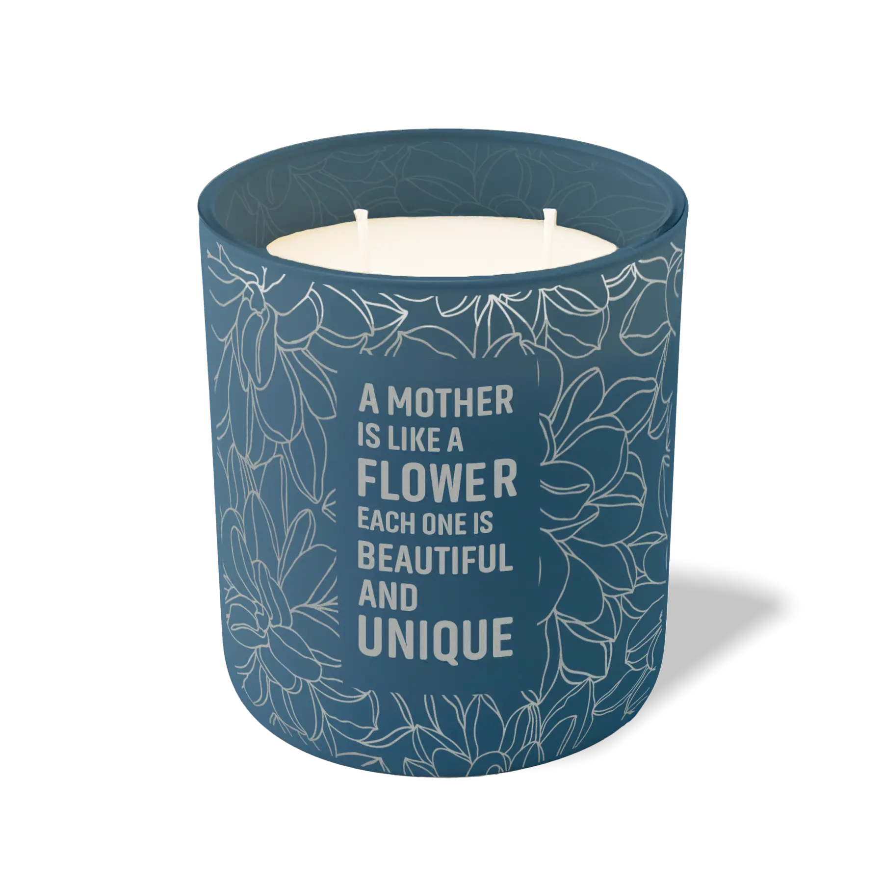 Wild Journey Custom Etched A Mother is Like a Flower 12 oz Studio Series Candle in Cobalt