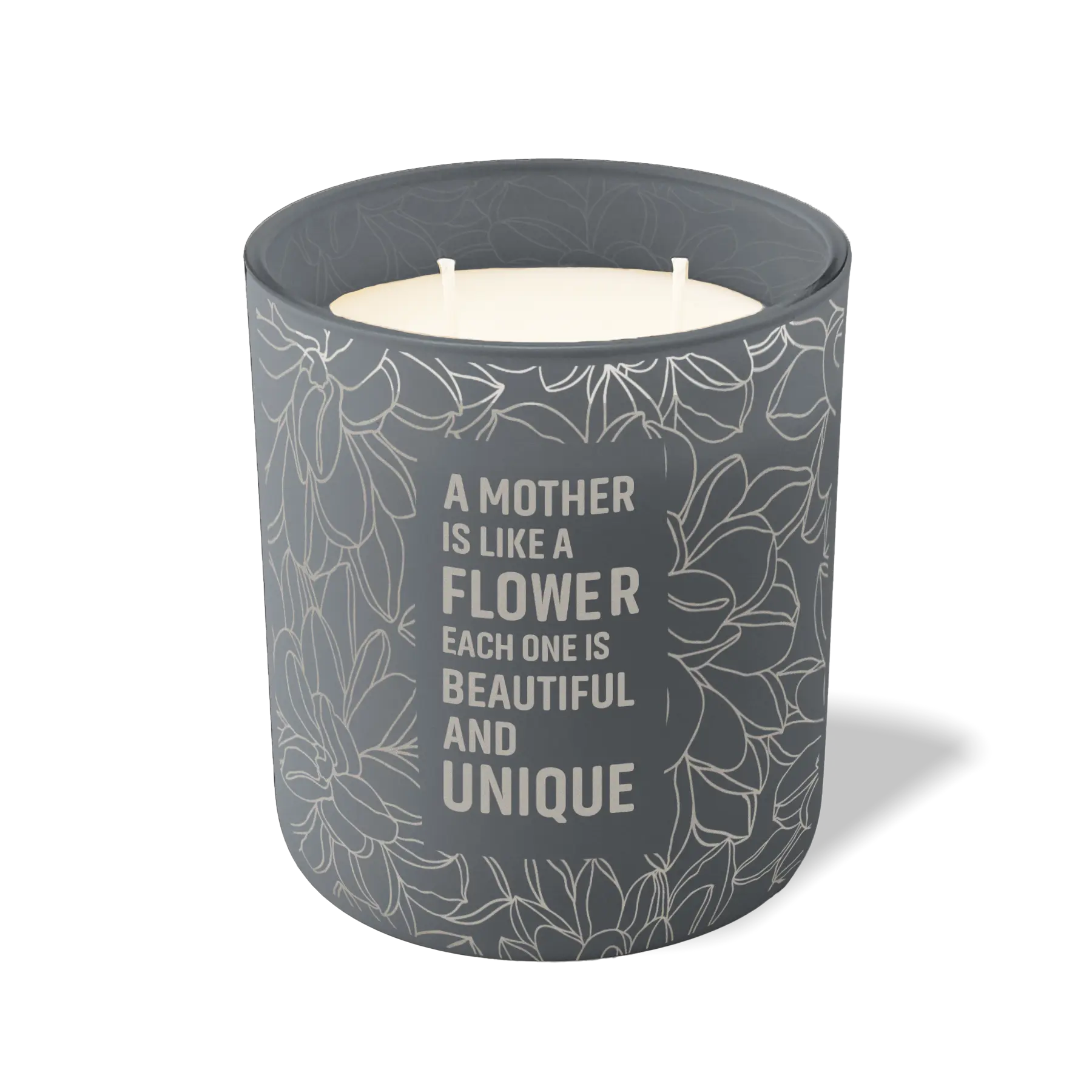 Custom Etched A Mother is Like a Flower 12 oz Studio Series Candle - Graphite