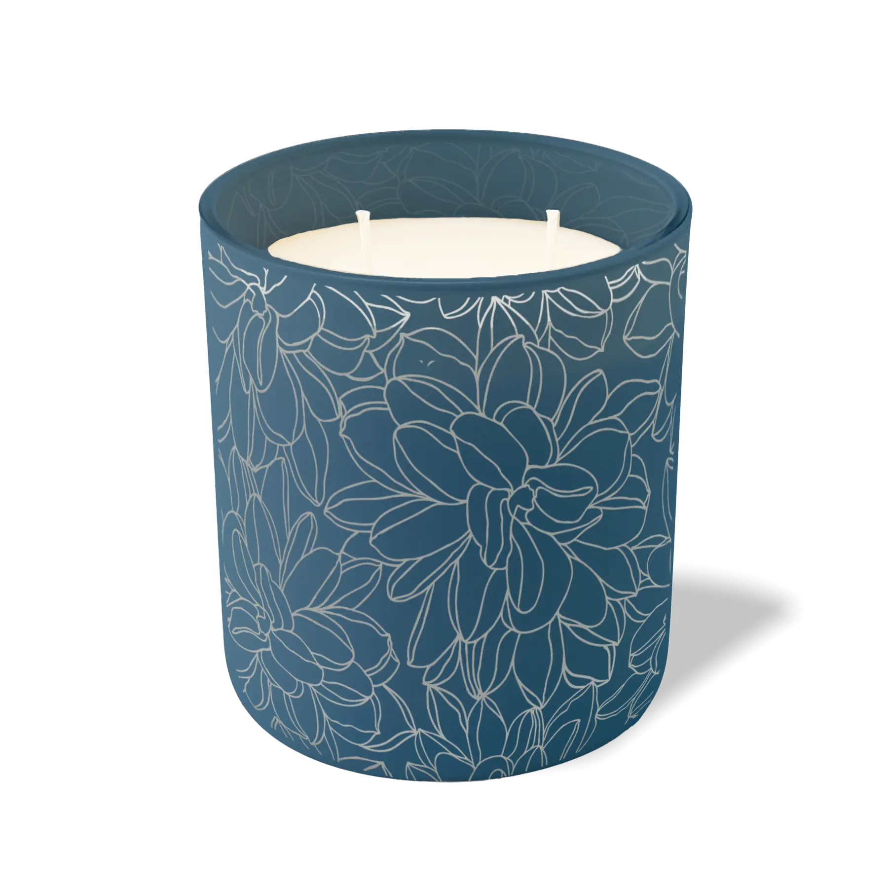 Wild Journey Custom Etched Lotus 12 oz Studio Series Candle in Cobalt