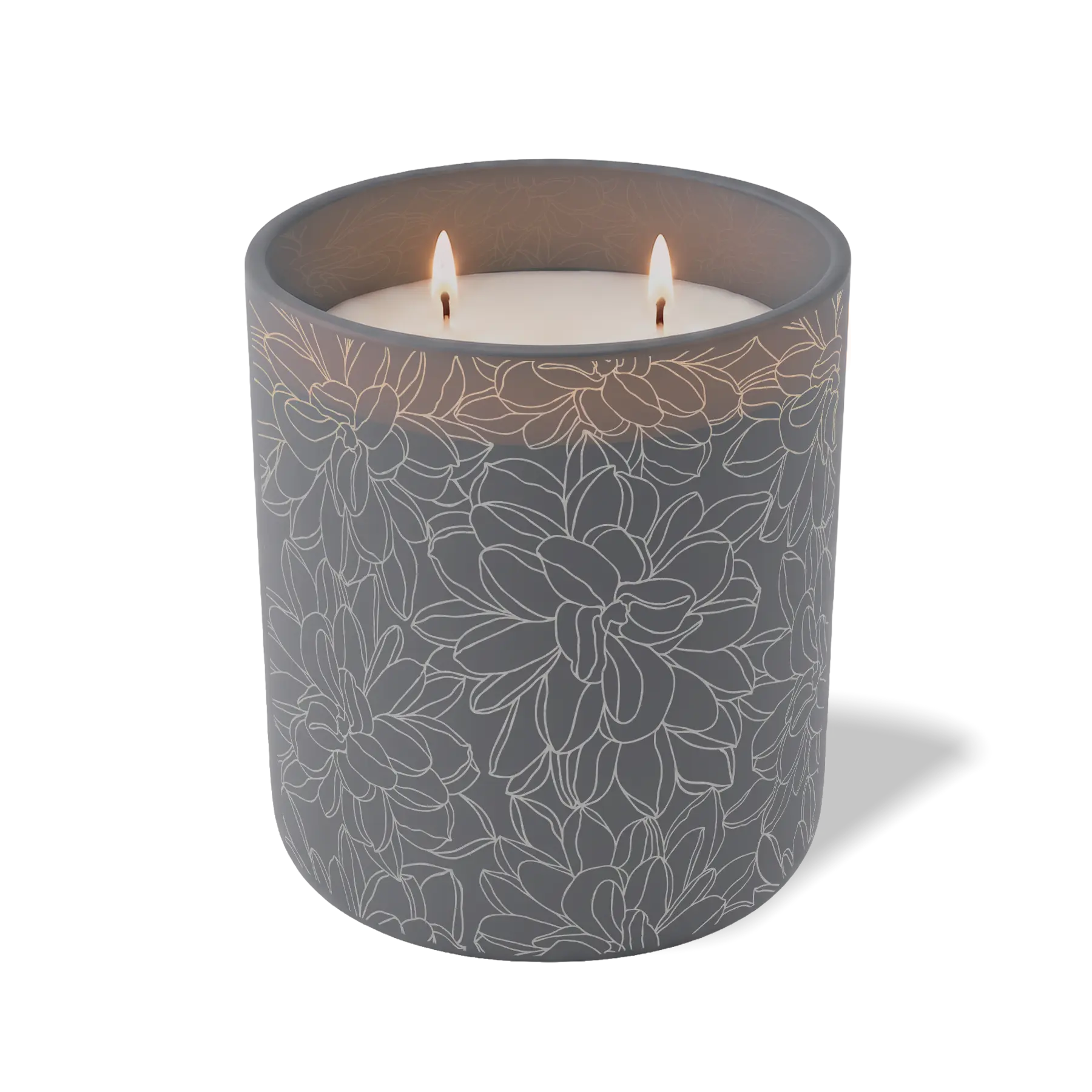 Custom Etched Lotus - 12 oz Candle Graphite