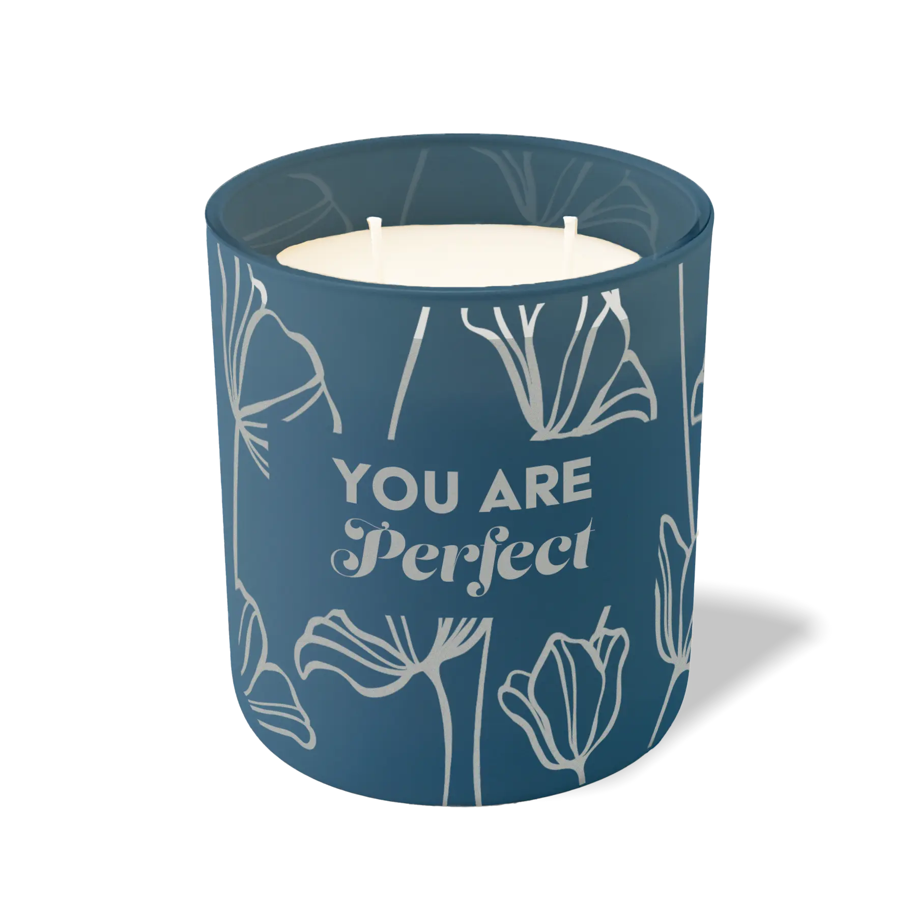 Wild Journey Custom Etched You Are Perfect 12 oz Studio Series Candle in Cobalt