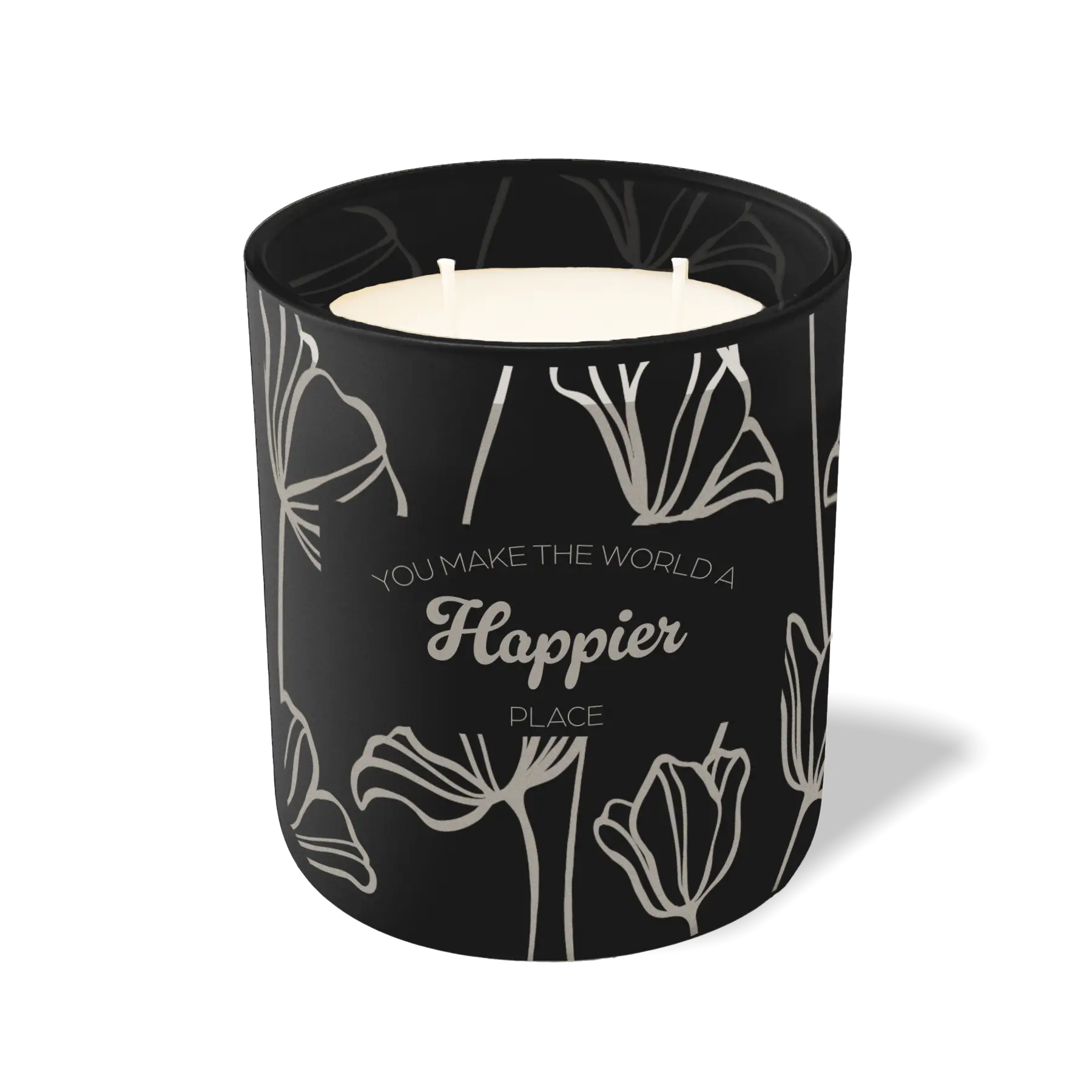Wild Journey Custom Etched You Make the World a Happier Place 12 oz Studio Series Candle in Black
