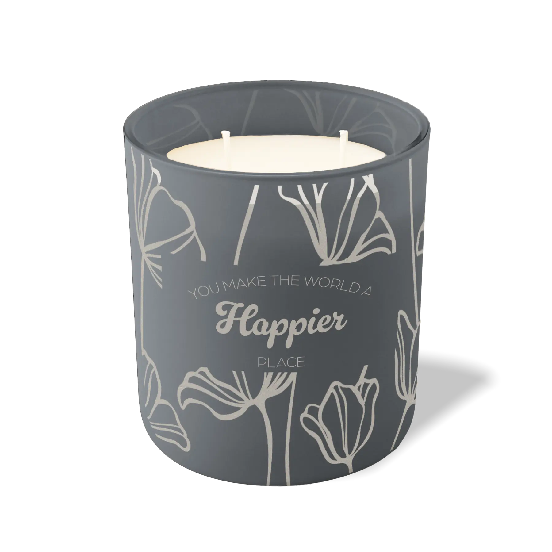 Wild Journey Custom Etched You Make the World a Happier Place 12 oz Studio Series Candle in Graphite