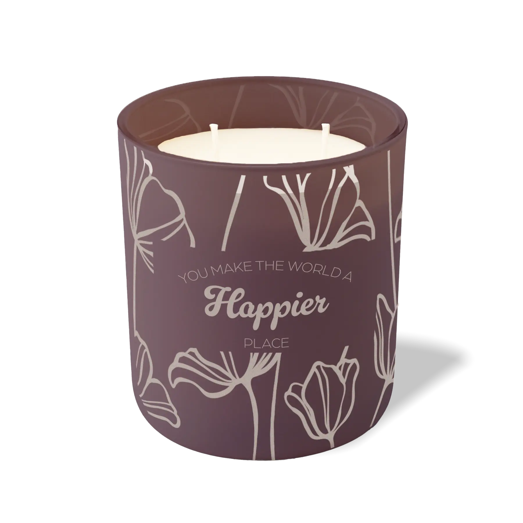 Wild Journey Custom Etched You Make the World a Happier Place 12 oz Studio Series Candle in Velvet Plum