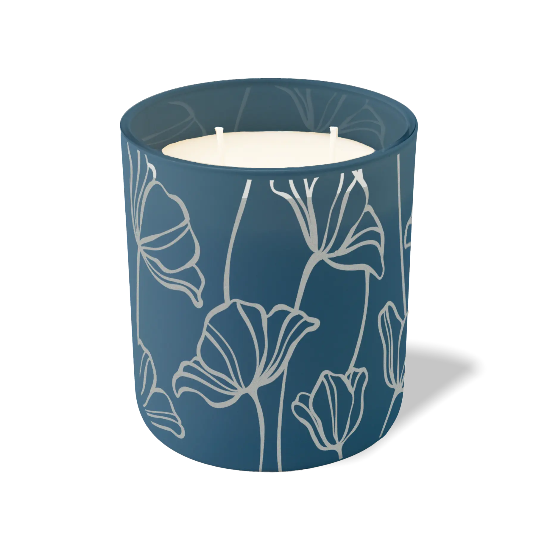 Wild Journey Custom Etched Oversized Flowers 12 oz Studio Series Candle in Cobalt
