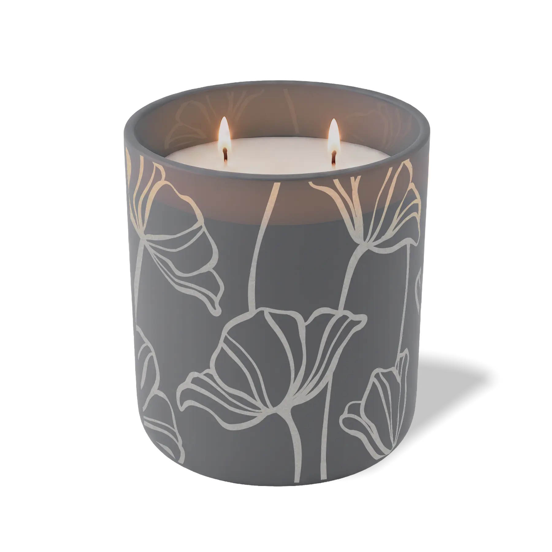 Custom Etched Oversized Flowers - 12 oz Candle Graphite