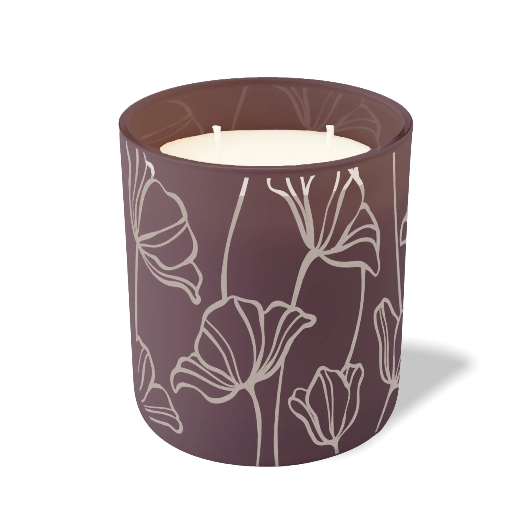 Wild Journey Custom Etched Oversized Flowers 12 oz Studio Series Candle in Velvet Plum