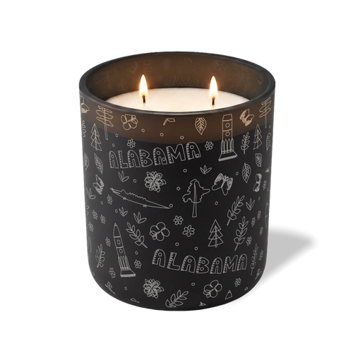 Custom Etched Alabama Sketched - 12 oz Candle Black