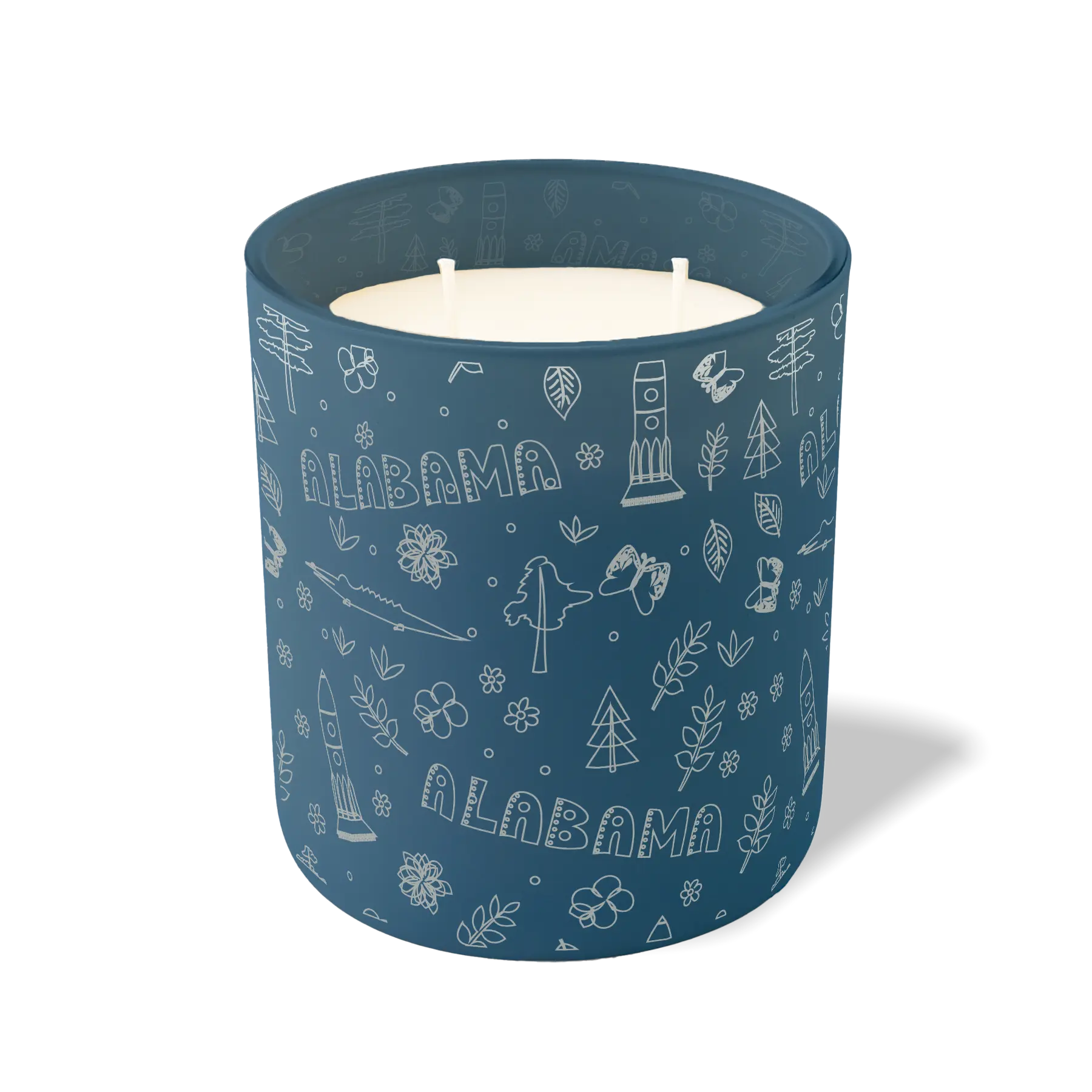 Wild Journey Custom Etched Alabama Sketched 12 oz Studio Series Candle in Cobalt