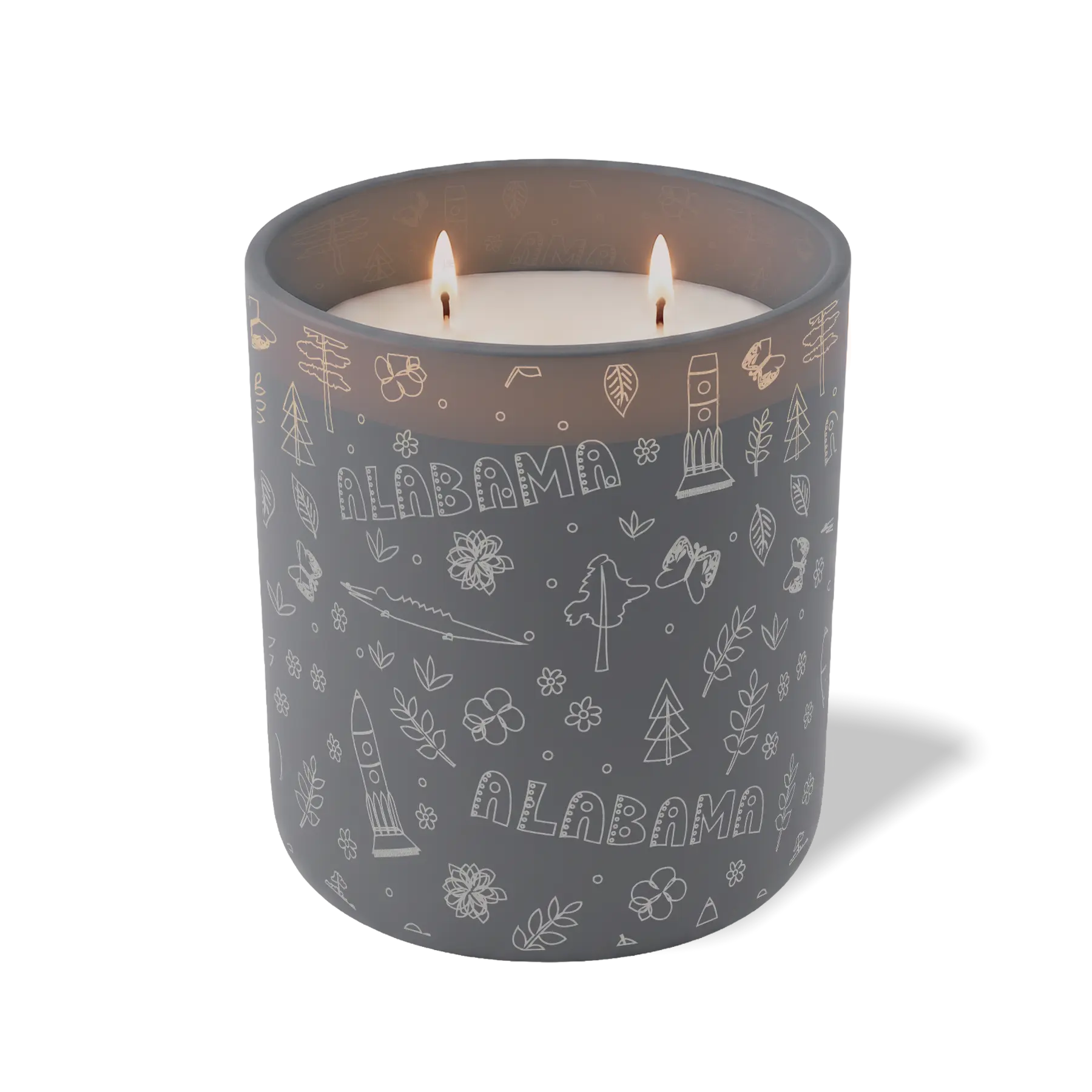 Custom Etched Alabama Sketched - 12 oz Candle Graphite