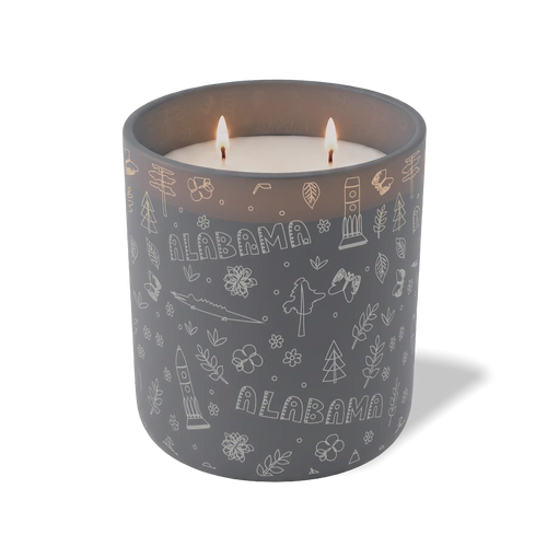 Custom Etched Alabama Sketched - 12 oz Candle Graphite