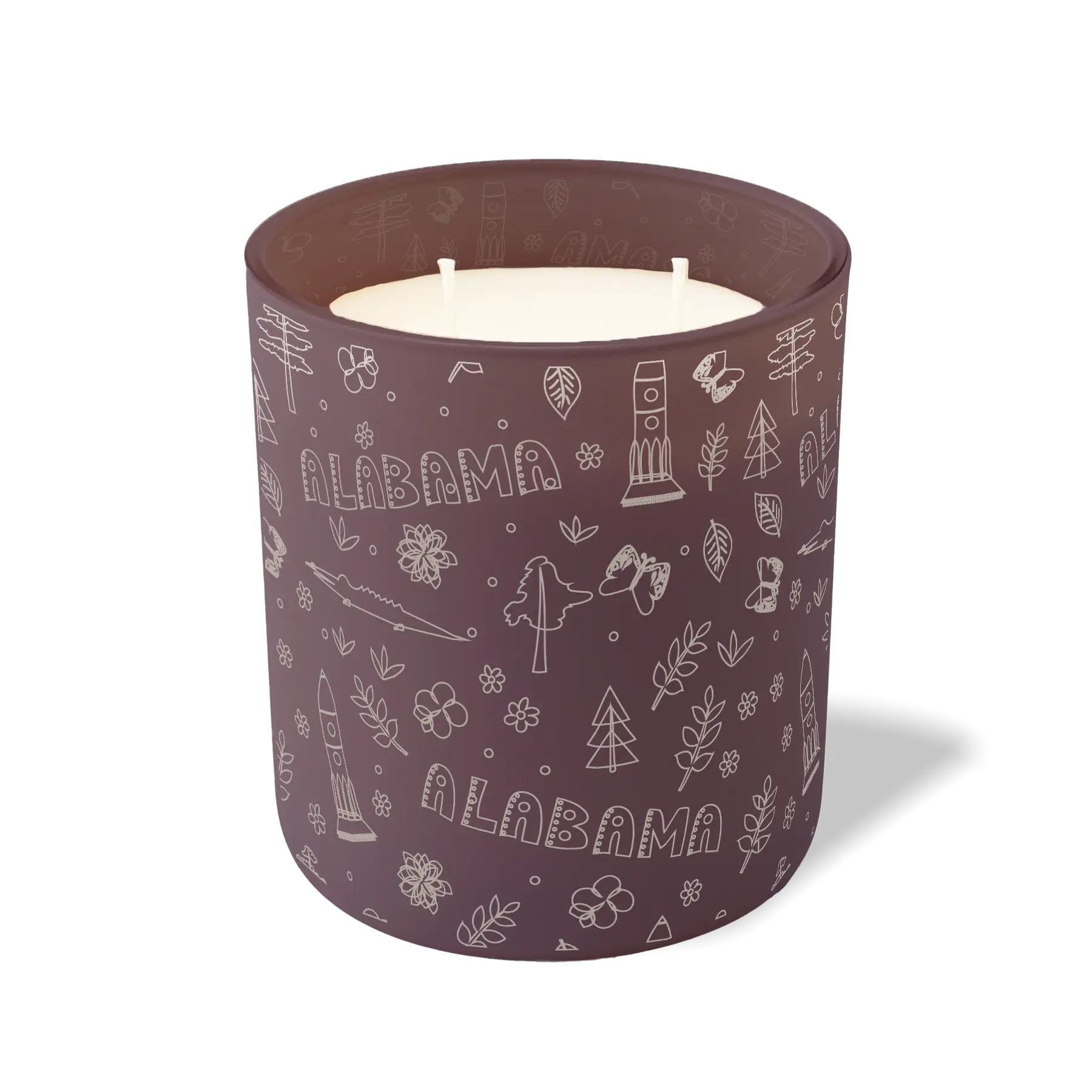 Wild Journey Custom Etched Alabama Sketched 12 oz Studio Series Candle in Velvet Plum