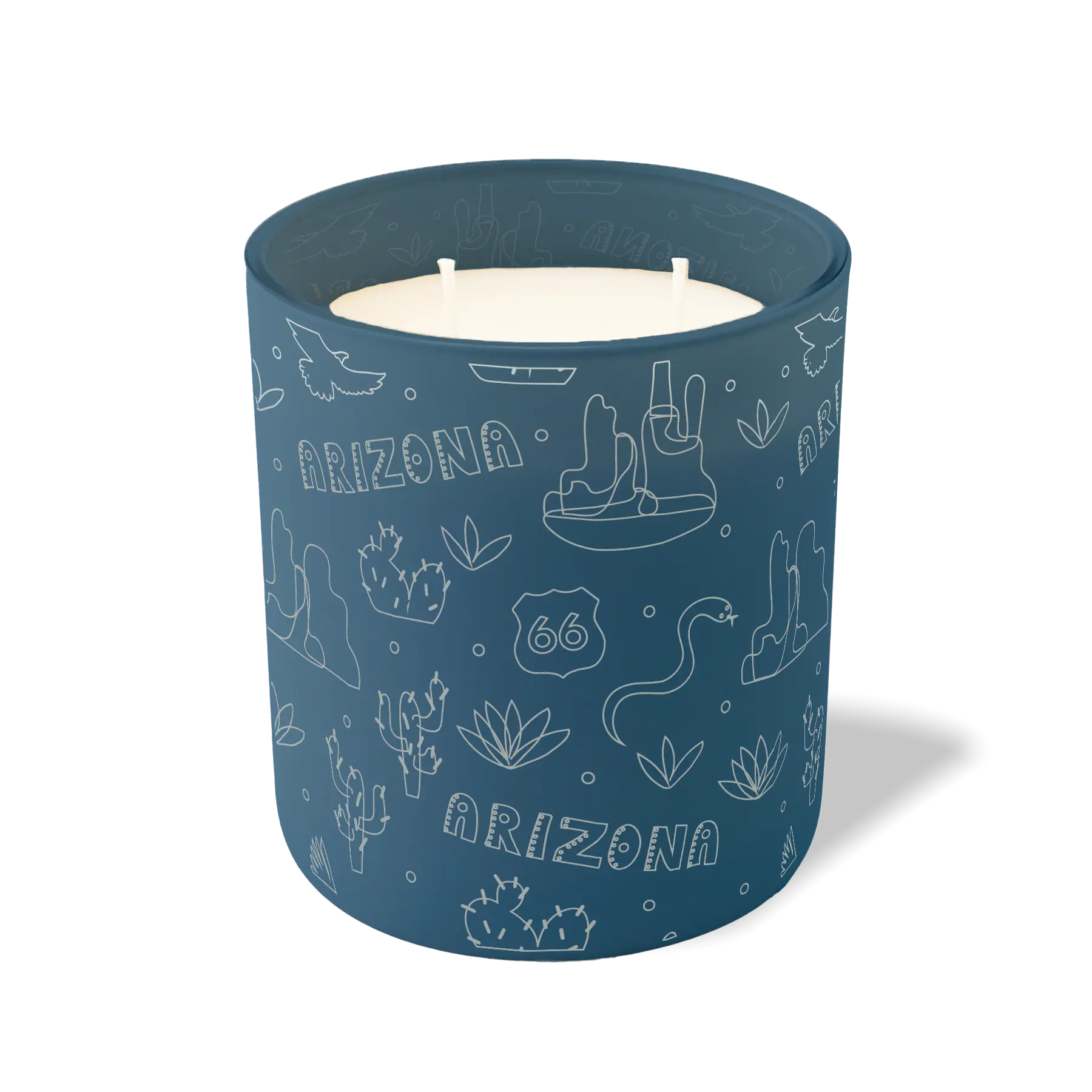 Wild Journey Custom Etched Arizona Sketched 12 oz Studio Series Candle in Cobalt