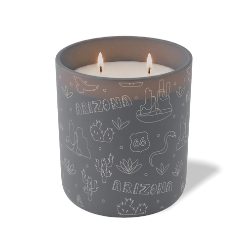 Custom Etched Arizona Sketched - 12 oz Candle Graphite