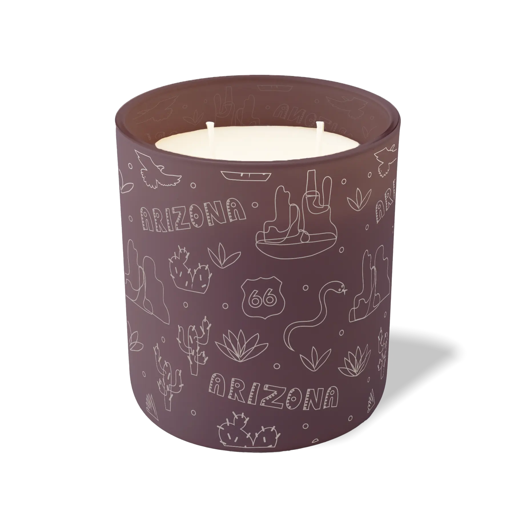 Wild Journey Custom Etched Arizona Sketched 12 oz Studio Series Candle in Velvet Plum