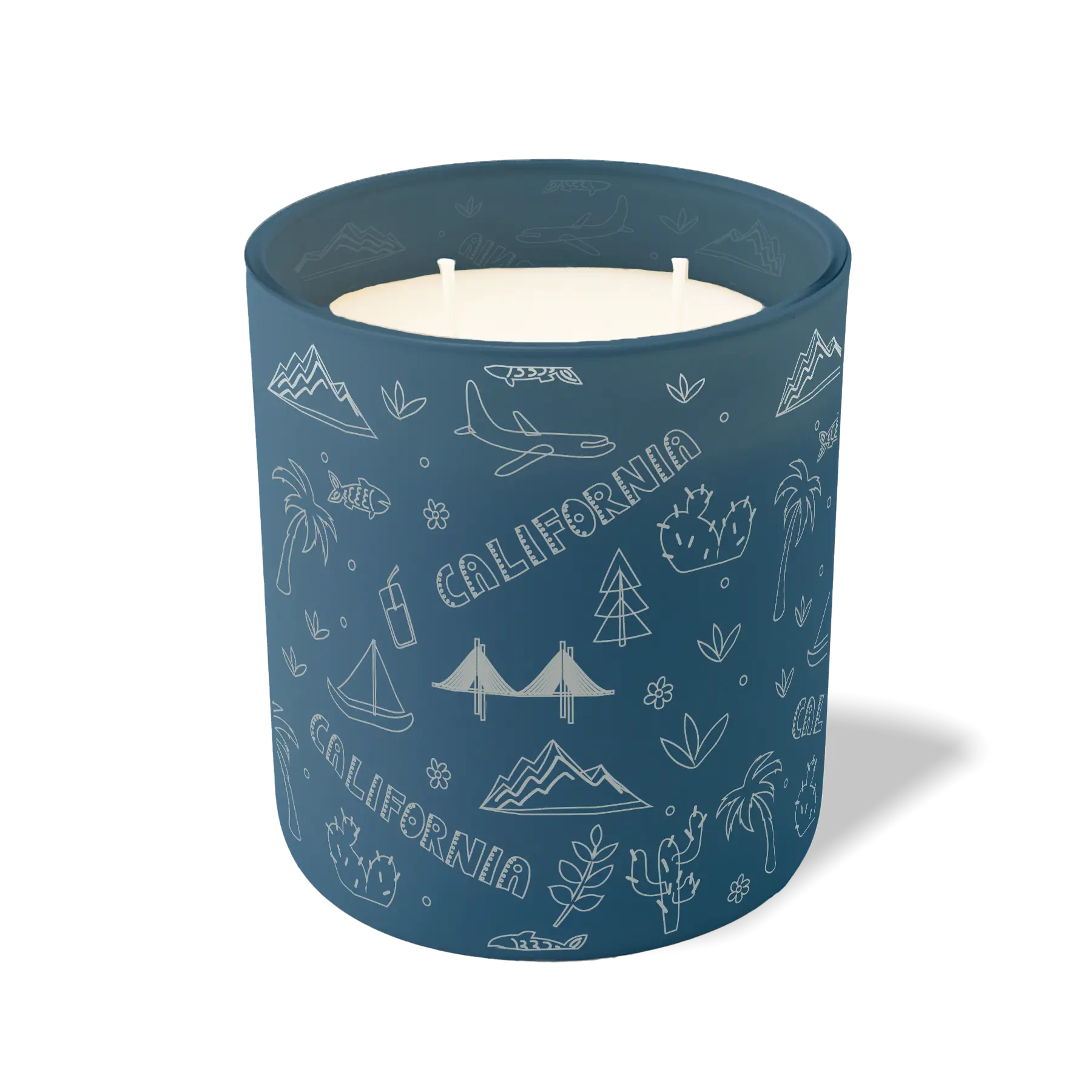 Wild Journey Custom Etched California Sketched 12 oz Studio Series Candle in Cobalt