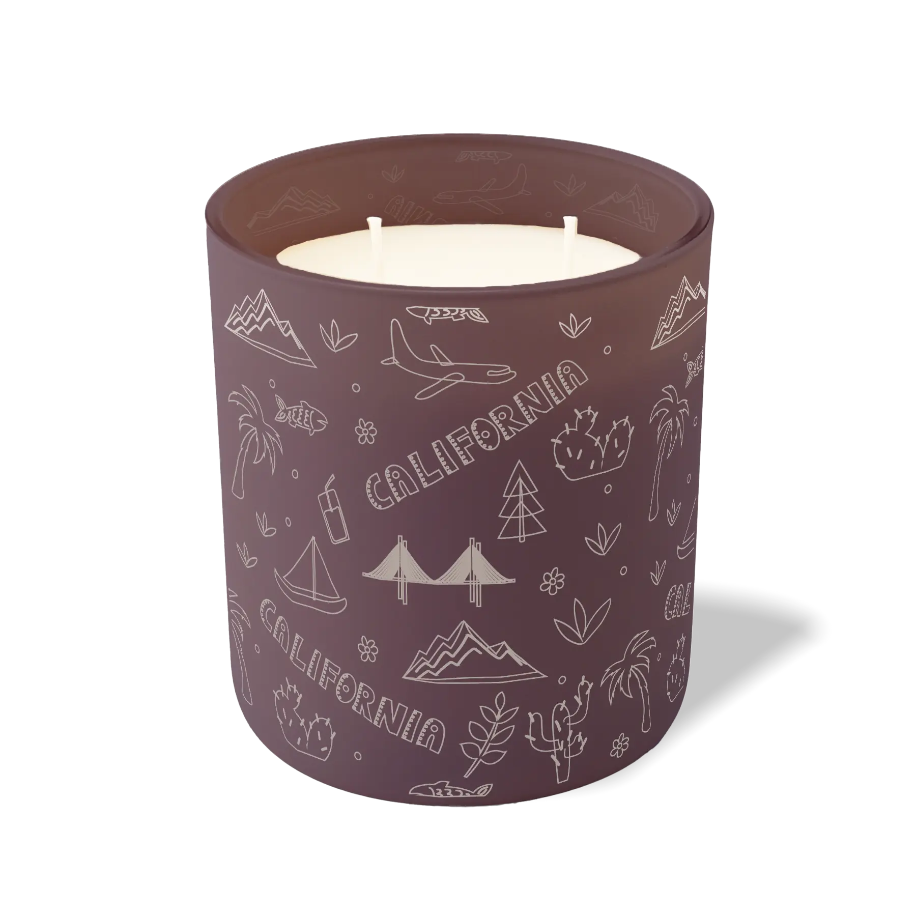 Wild Journey Custom Etched California Sketched 12 oz Studio Series Candle in Velvet Plum
