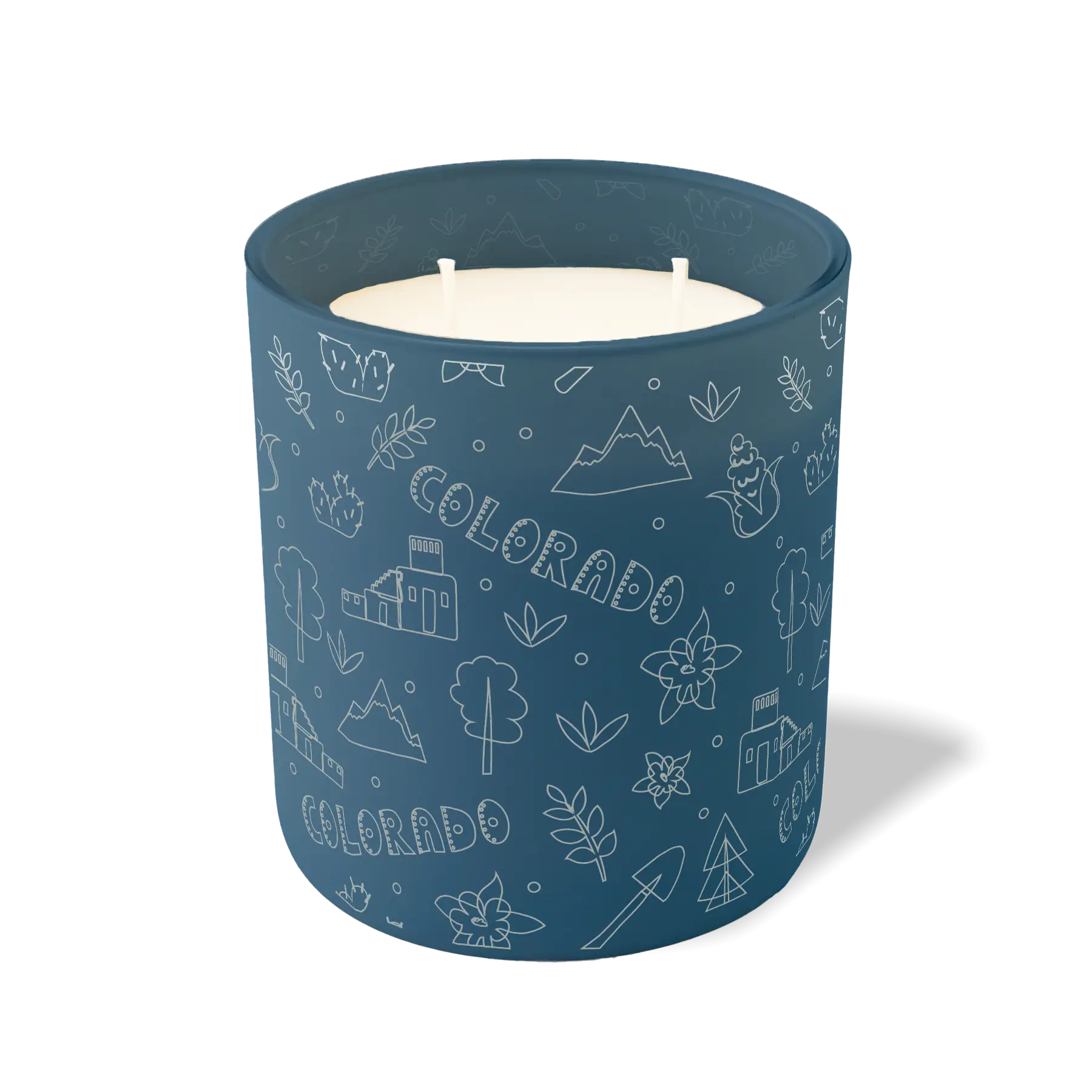 Wild Journey Custom Etched Colorado Sketched 12 oz Studio Series Candle in Cobalt