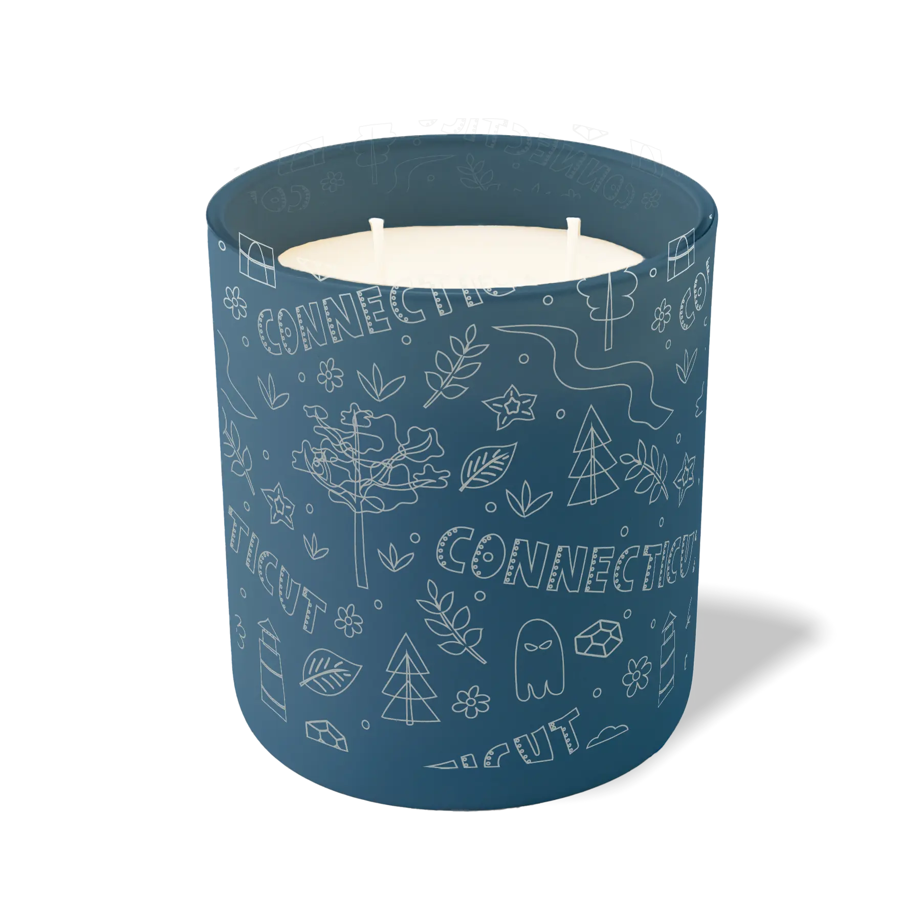 Wild Journey Custom Etched Connecticut Sketched 12 oz Studio Series Candle in Cobalt