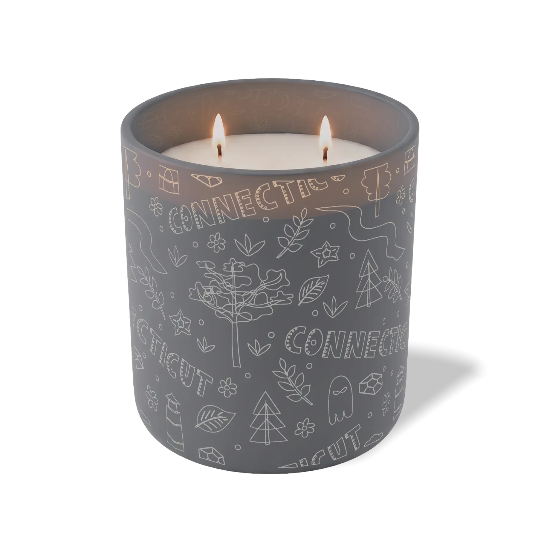 Custom Etched Connecticut Sketched - 12 oz Candle Graphite