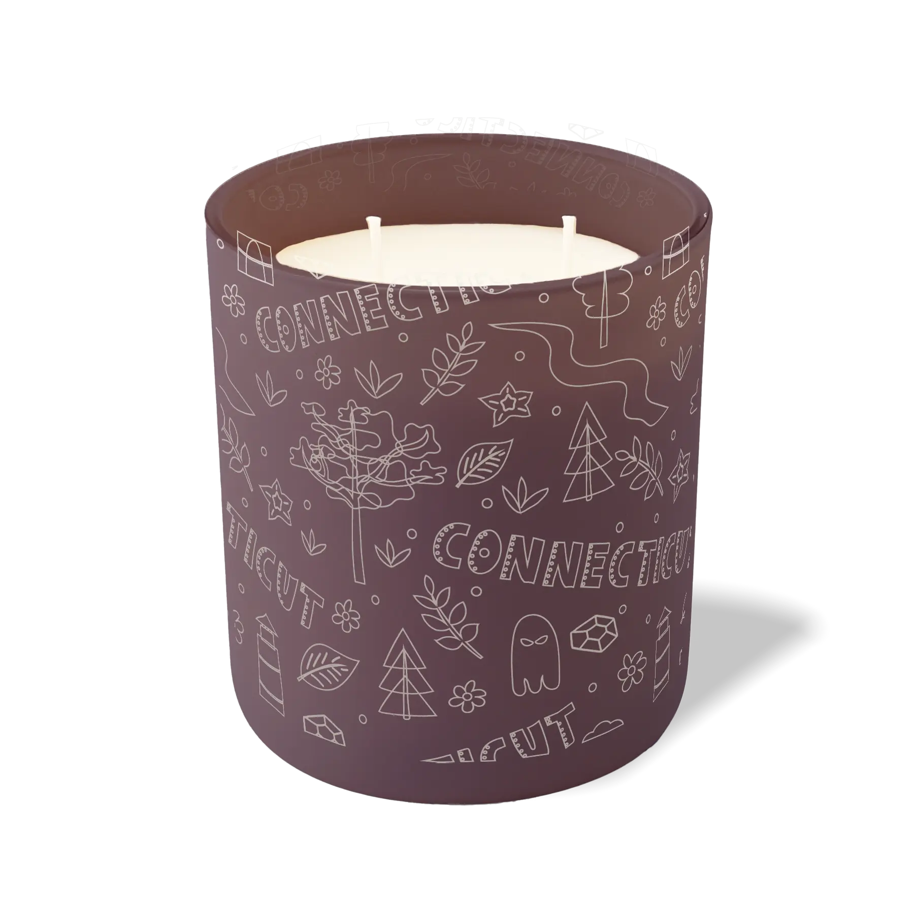 Wild Journey Custom Etched Connecticut Sketched 12 oz Studio Series Candle in Velvet Plum