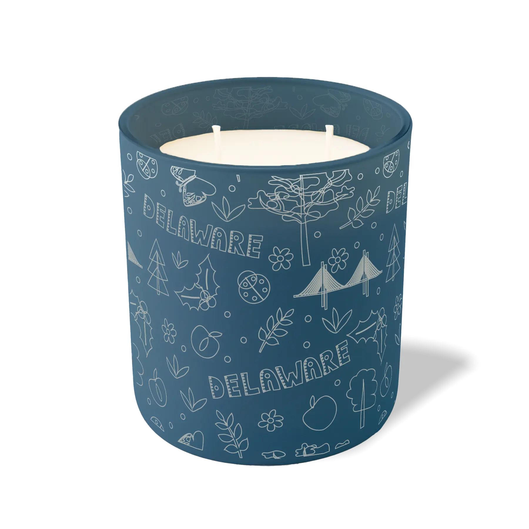 Wild Journey Custom Etched Delaware Sketched 12 oz Studio Series Candle in Cobalt