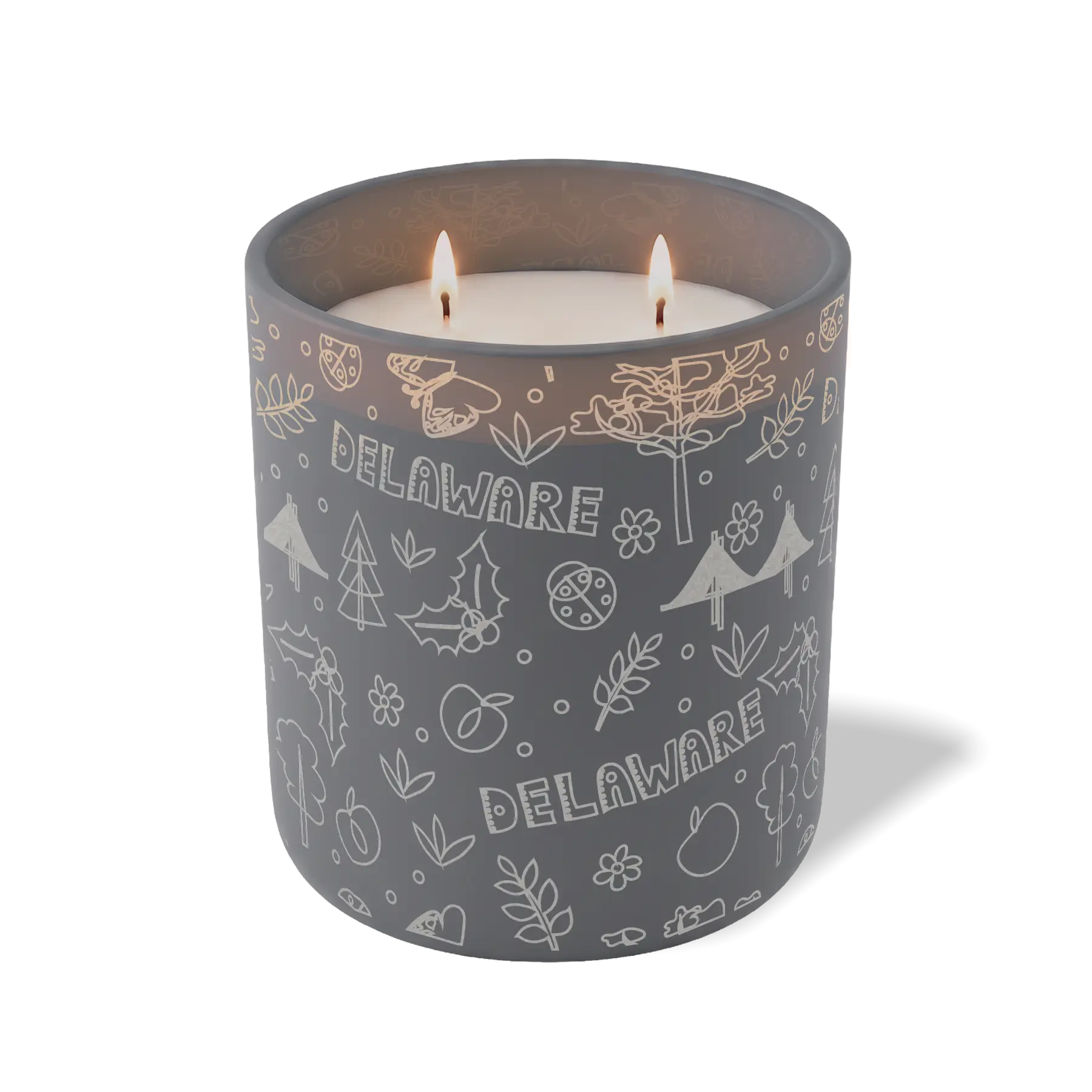 Custom Etched Delaware Sketched - 12 oz Candle Graphite