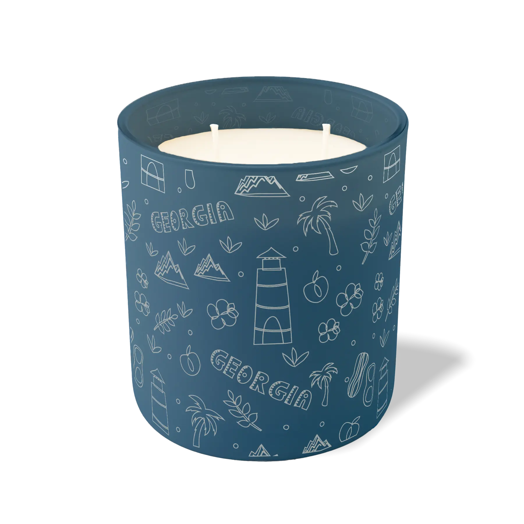 Wild Journey Custom Etched Georgia Sketched 12 oz Studio Series Candle in Cobalt