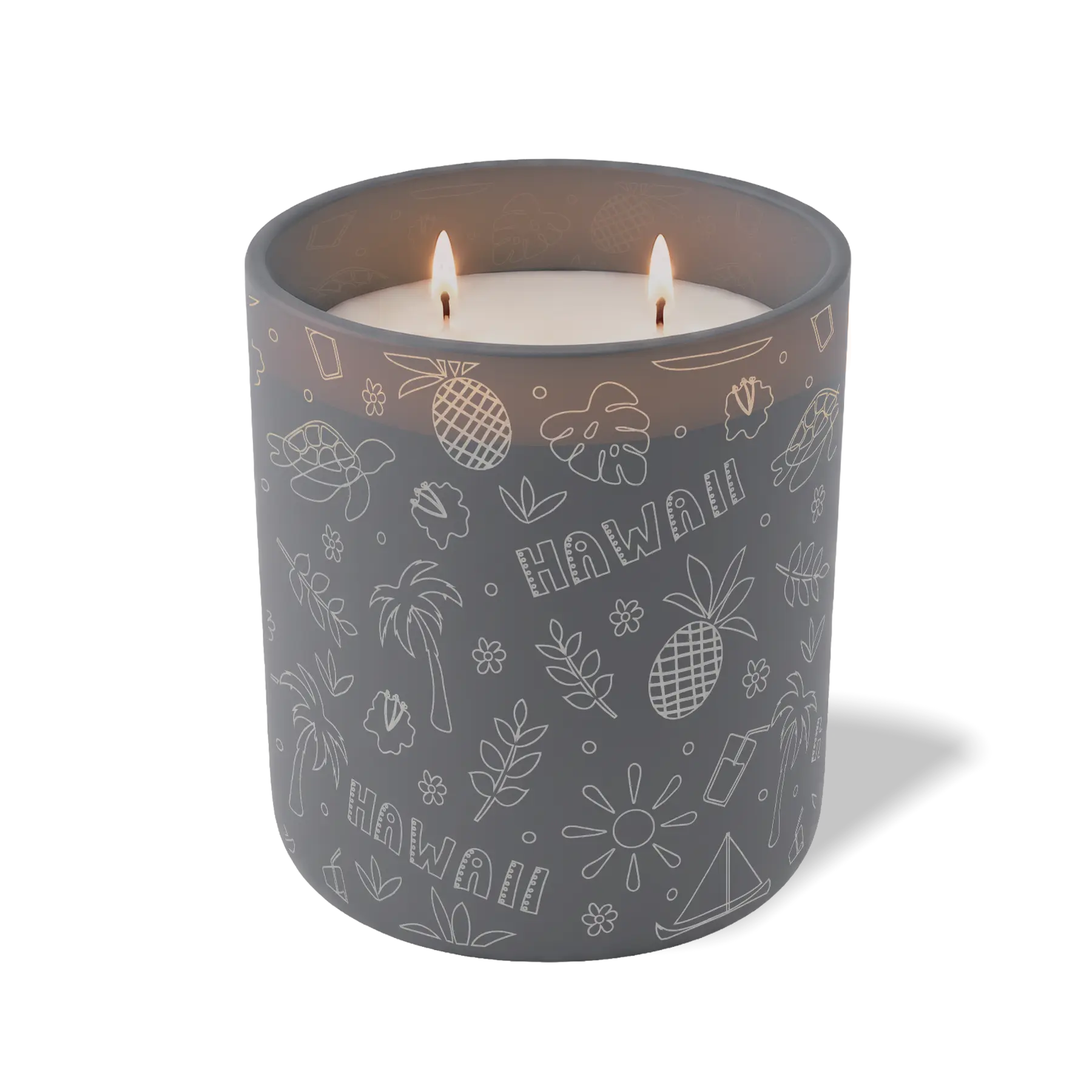 Custom Etched Hawaii Sketched - 12 oz Candle Graphite