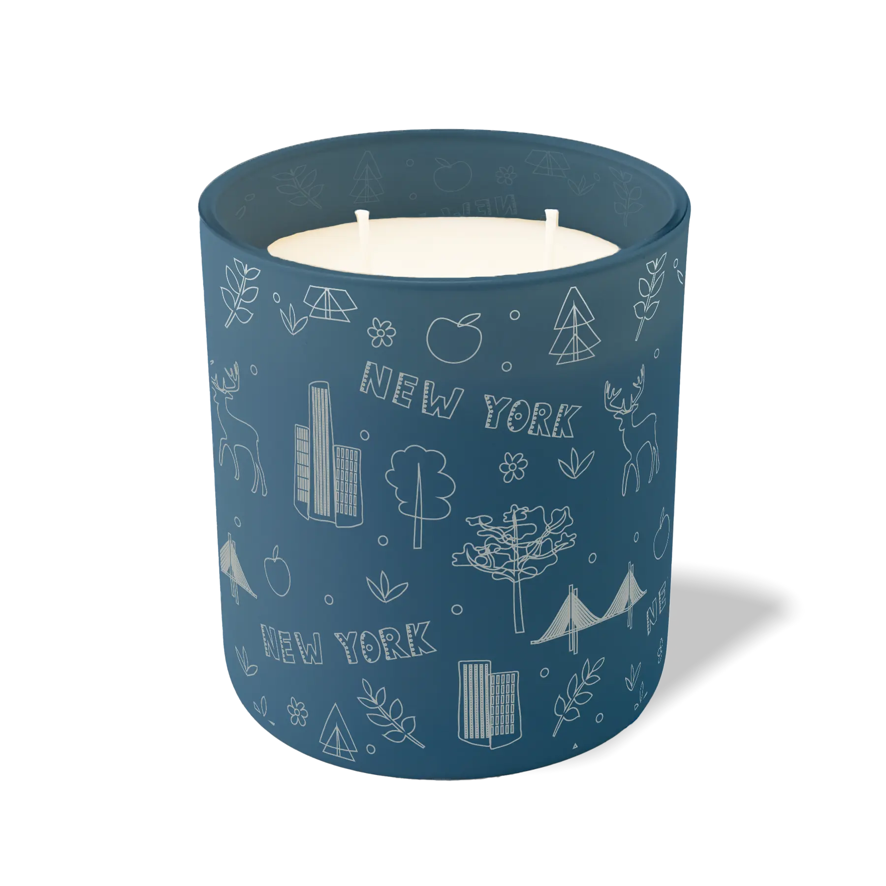 Wild Journey Custom Etched New York Sketched 12 oz Studio Series Candle in Cobalt