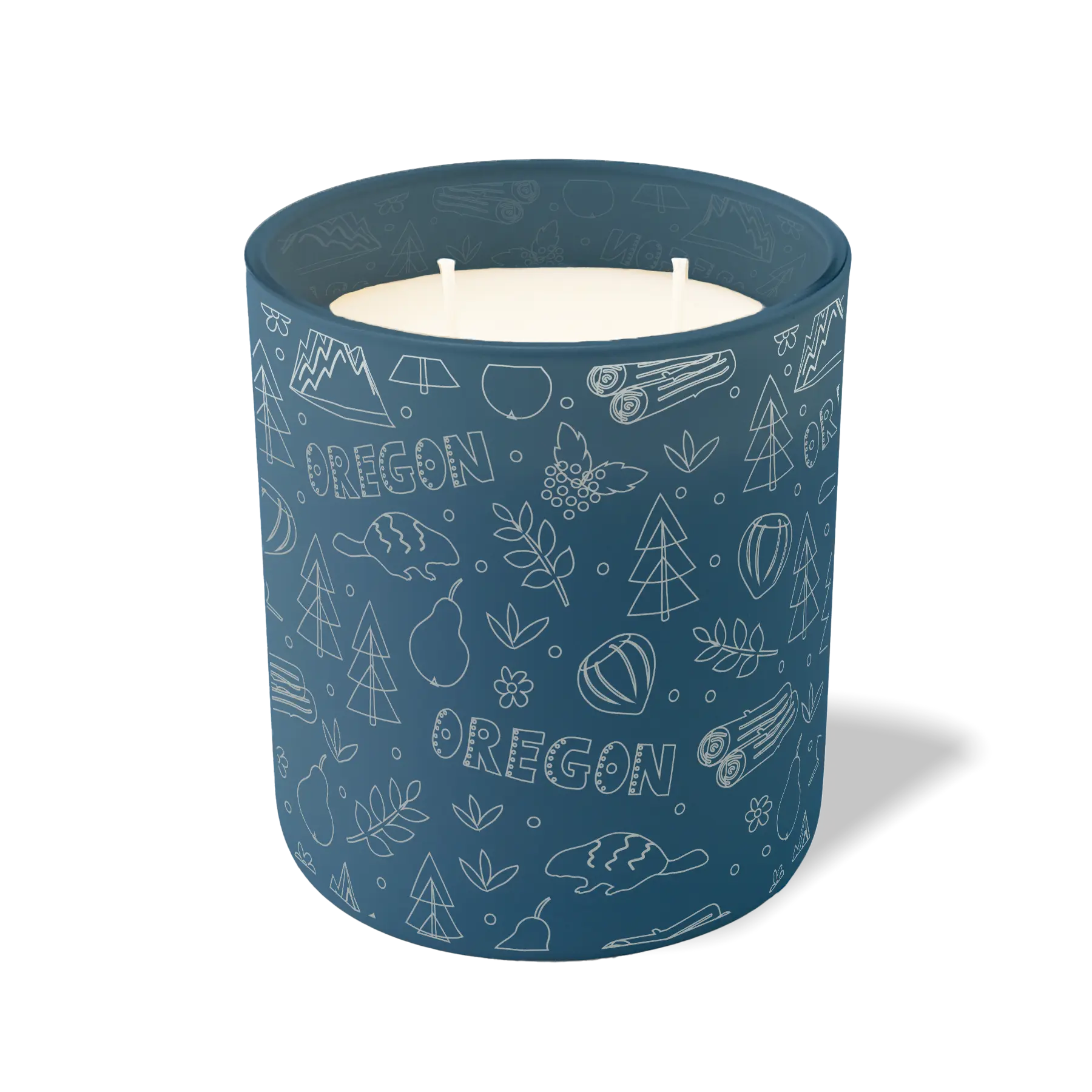 Wild Journey Custom Etched Oregon Sketched 12 oz Studio Series Candle in Cobalt