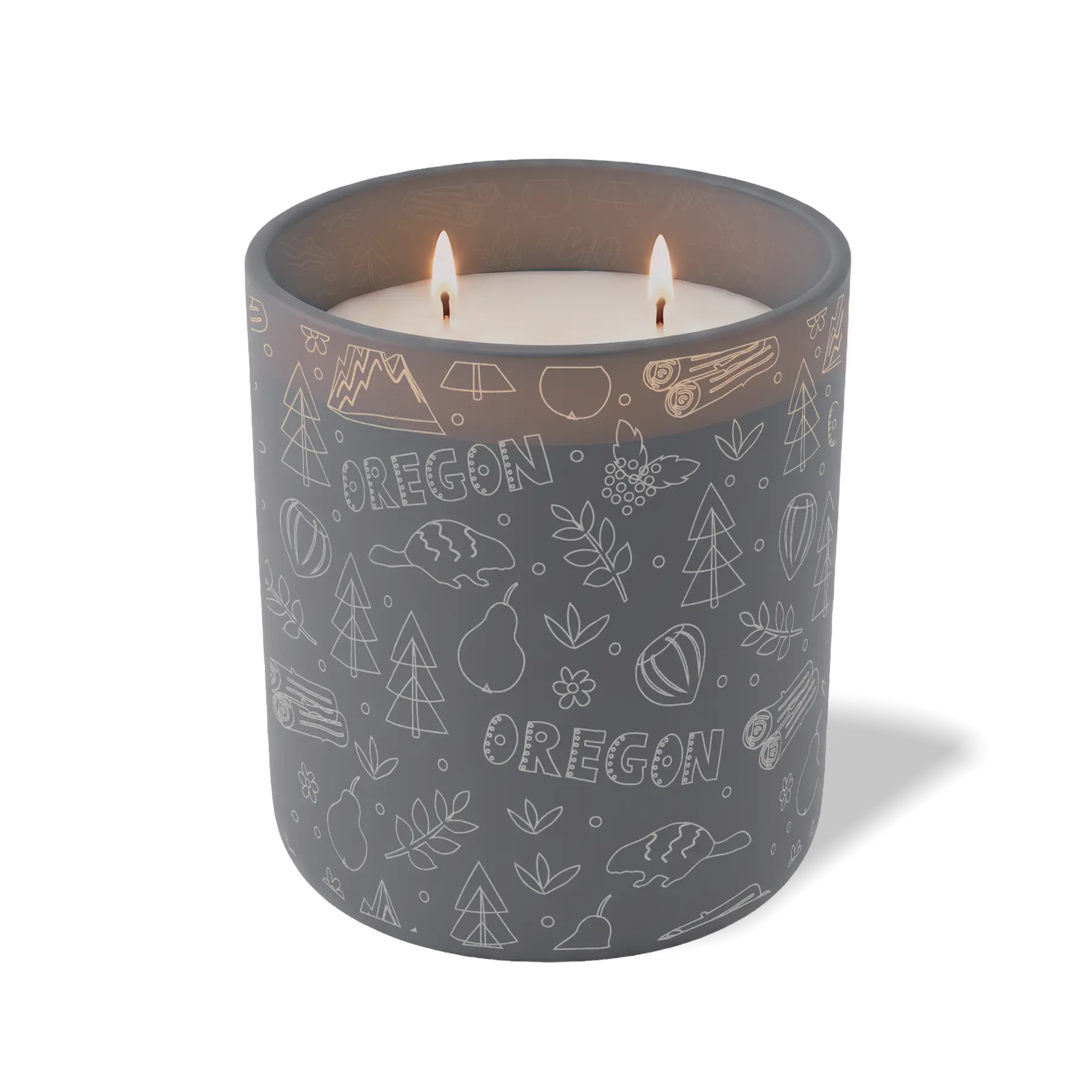 Custom Etched Oregon Sketched - 12 oz Candle Graphite