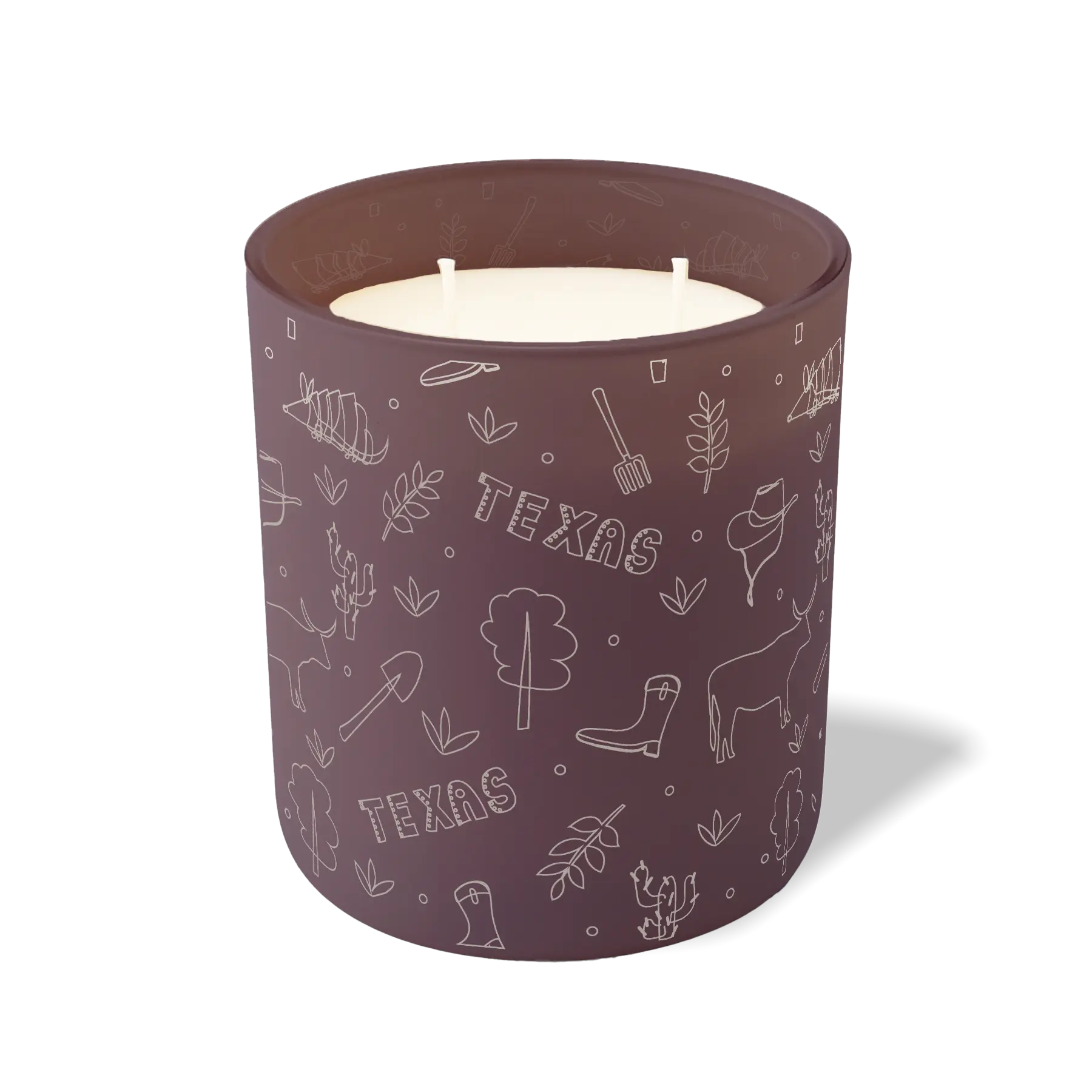 Wild Journey Custom Etched Texas Sketched 12 oz Studio Series Candle in Velvet Plum