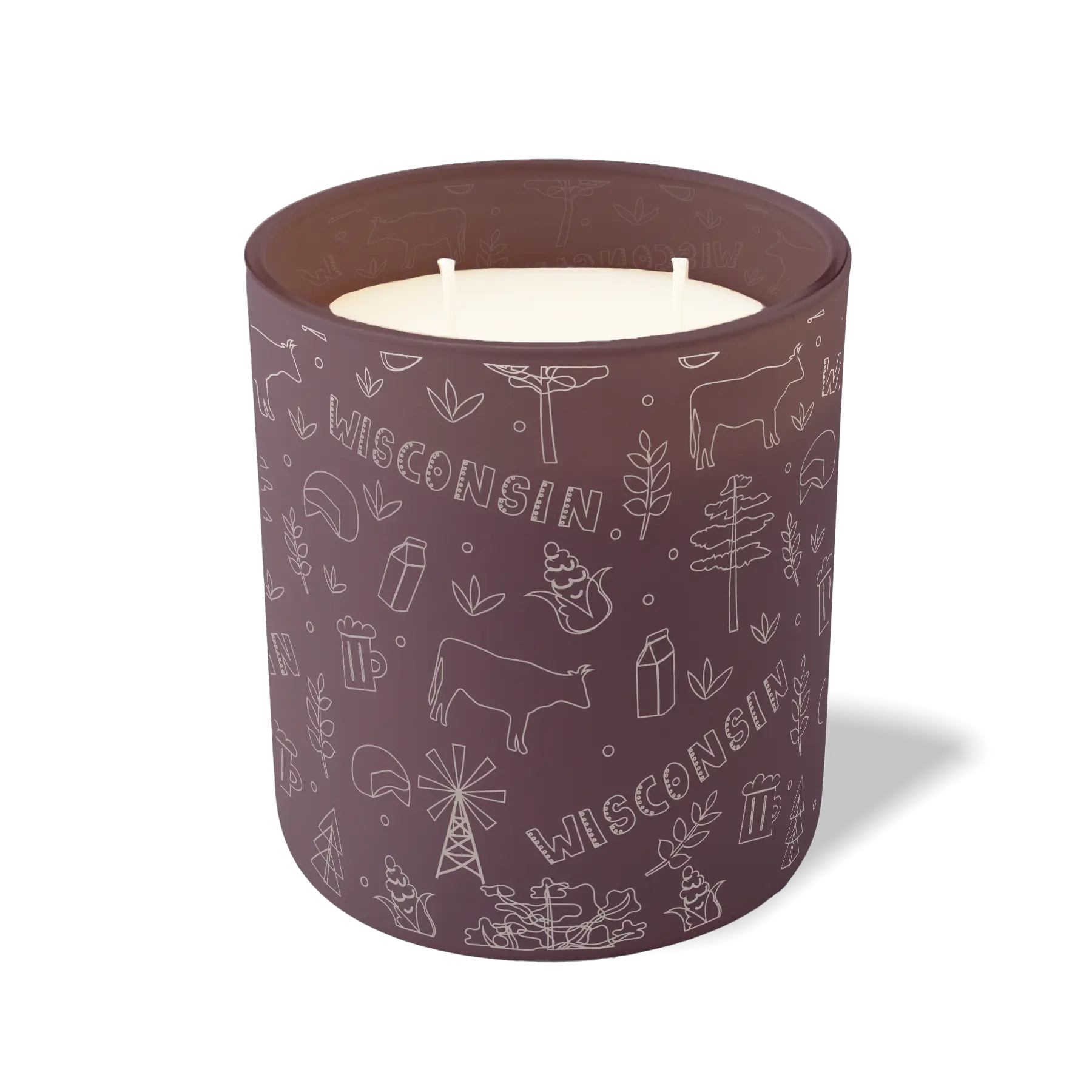 Wild Journey Custom Etched Wisconsin Sketched 12 oz Studio Series Candle in Velvet Plum