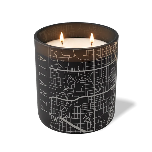 Custom Etched Atlanta Map - 12 oz Candle Black