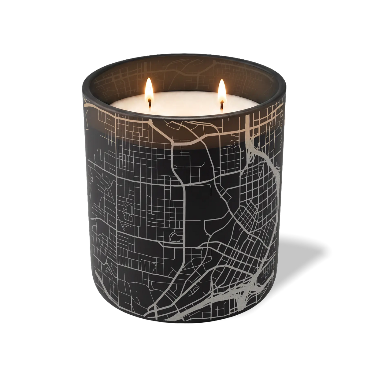 Custom Etched Atlanta Map - 12 oz Candle Black